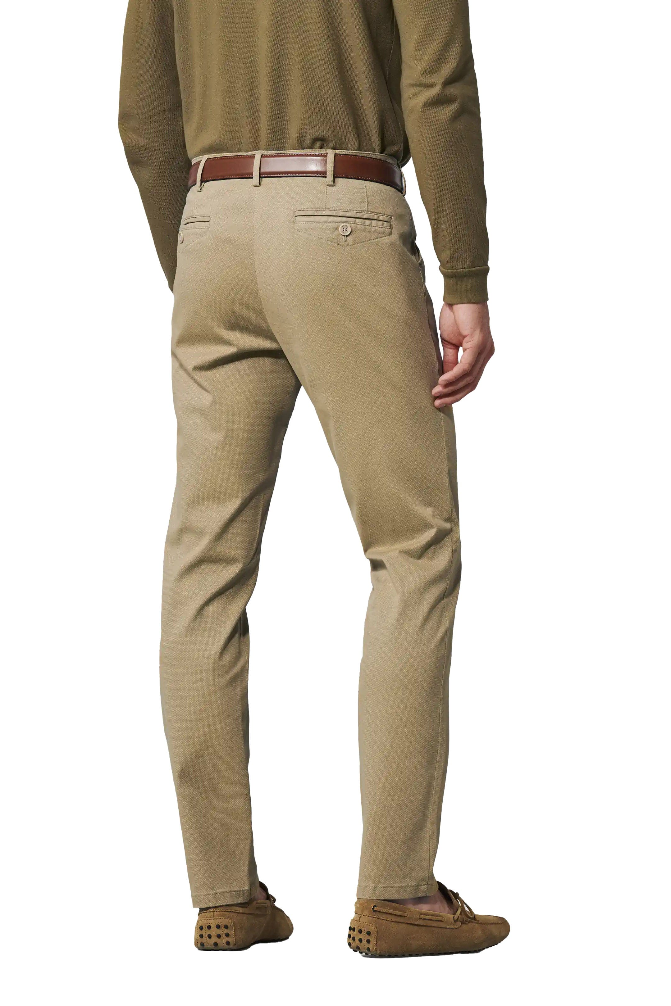 Meyer Chicago Two-Tone Cotton Stretch Chino Trousers - Sand