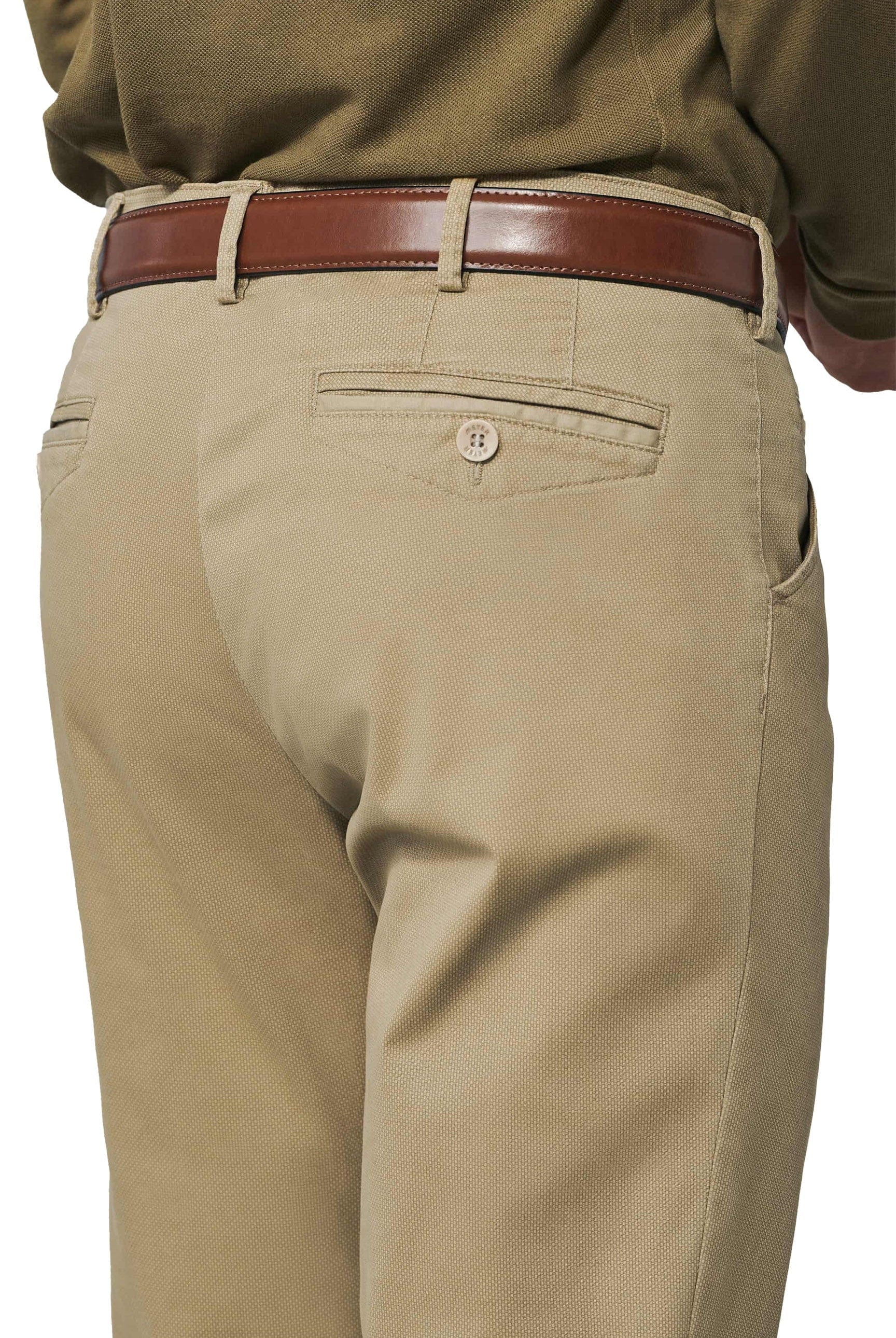 Meyer Chicago Two-Tone Cotton Stretch Chino Trousers - Sand