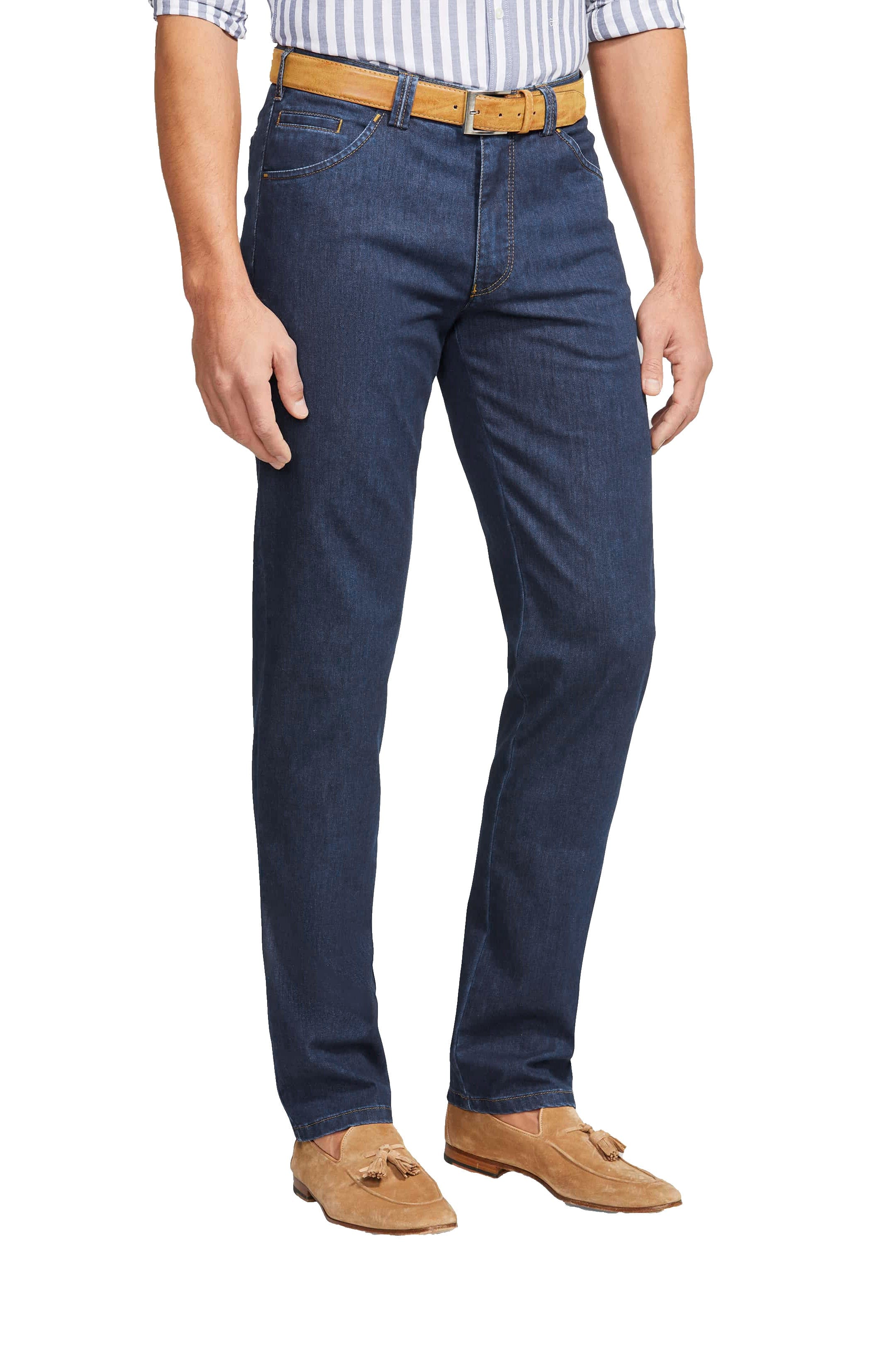 Meyer Dubai Organic Cotton Denim Trousers - Blue Stone