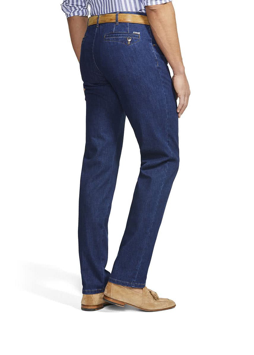 Meyer Dublin Coolmax Denim Chino Trousers - Blue Stone