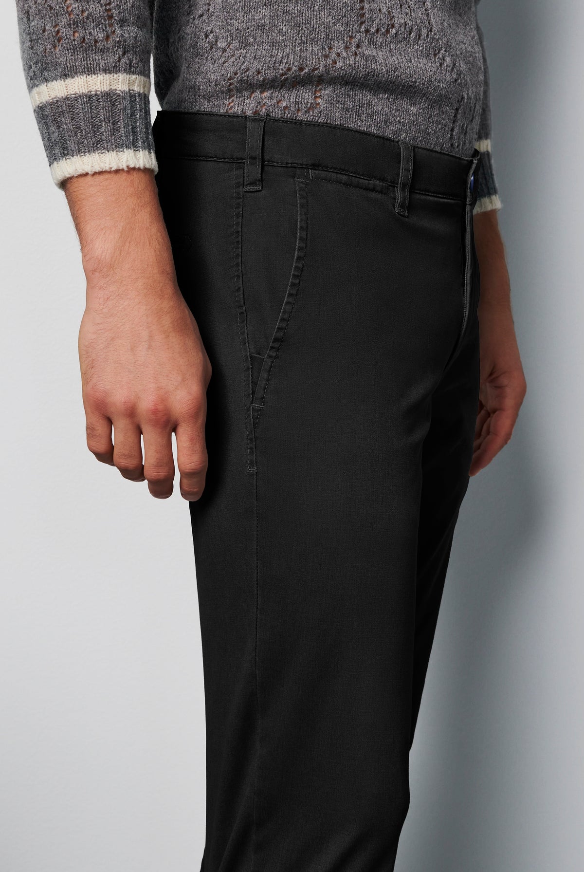 Meyer M5 Chino Cotton Stretch Chino Trousers - Black