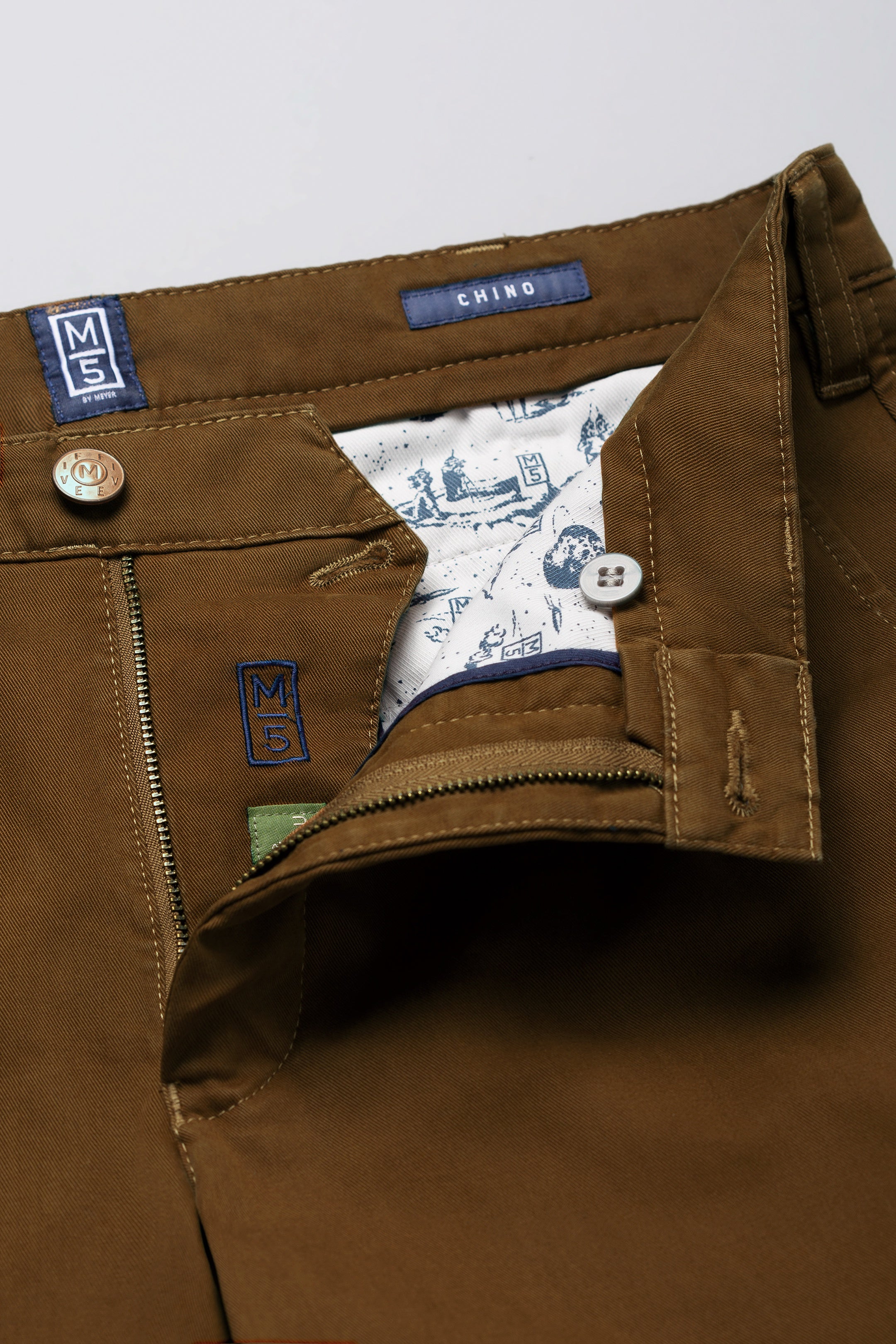 Meyer M5 Chino Cotton Stretch Chino Trousers - Caramel