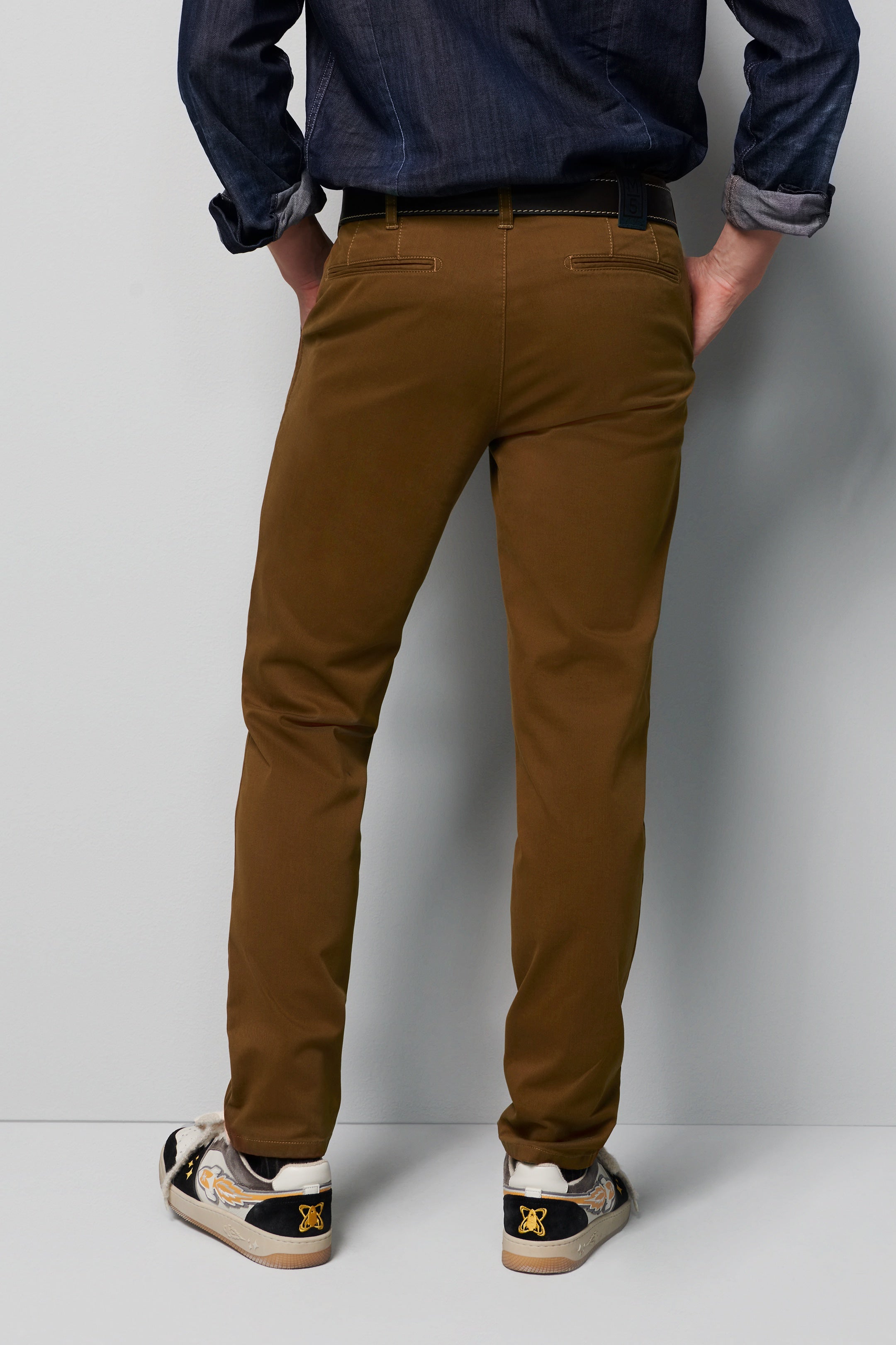 Meyer M5 Chino Cotton Stretch Chino Trousers - Caramel
