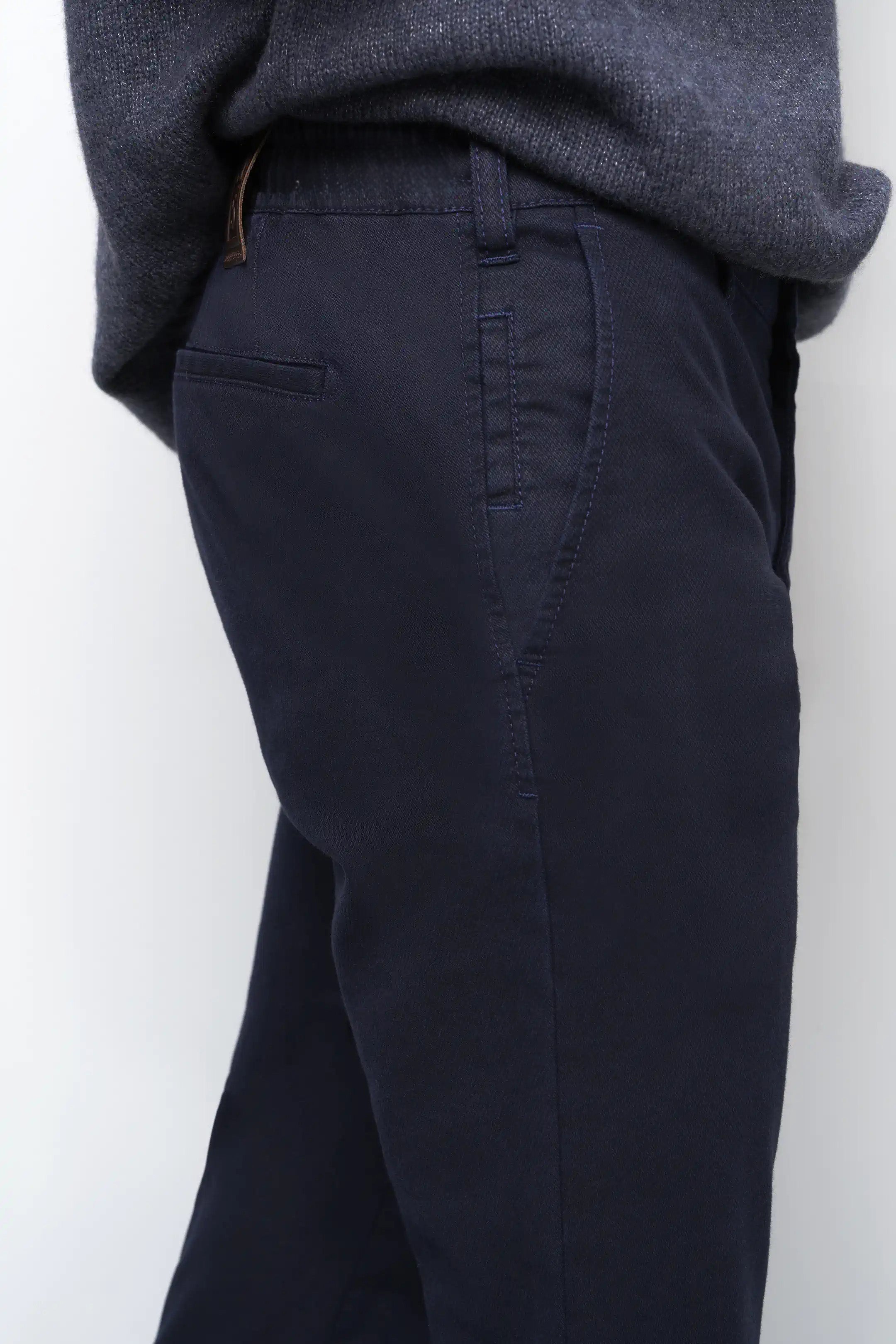 Meyer M5 Chino Stretch Micro Structure Trousers - Navy