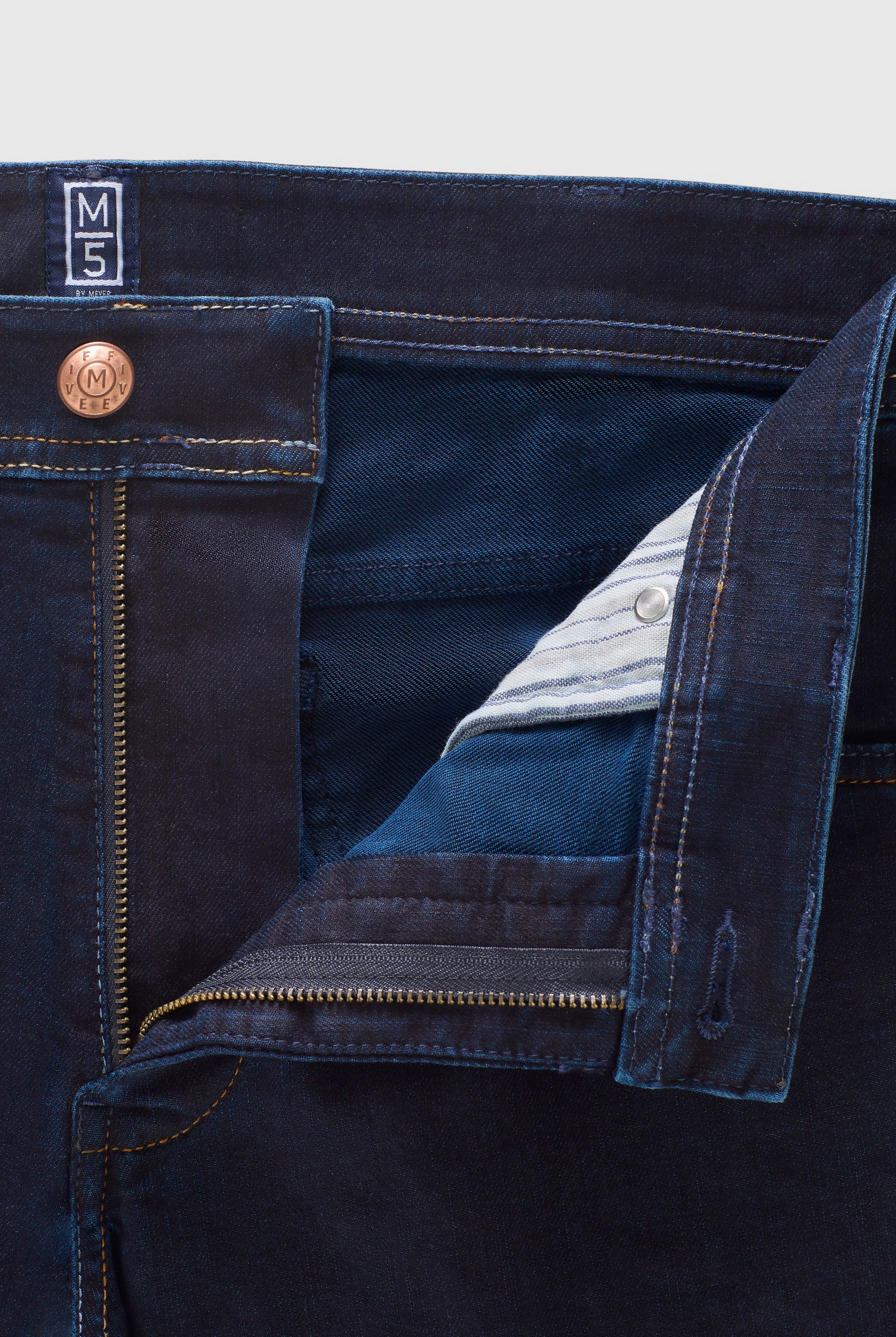 Meyer M5 Five Super Stretch Dark Denim Jeans - Overdyed Dark Blue