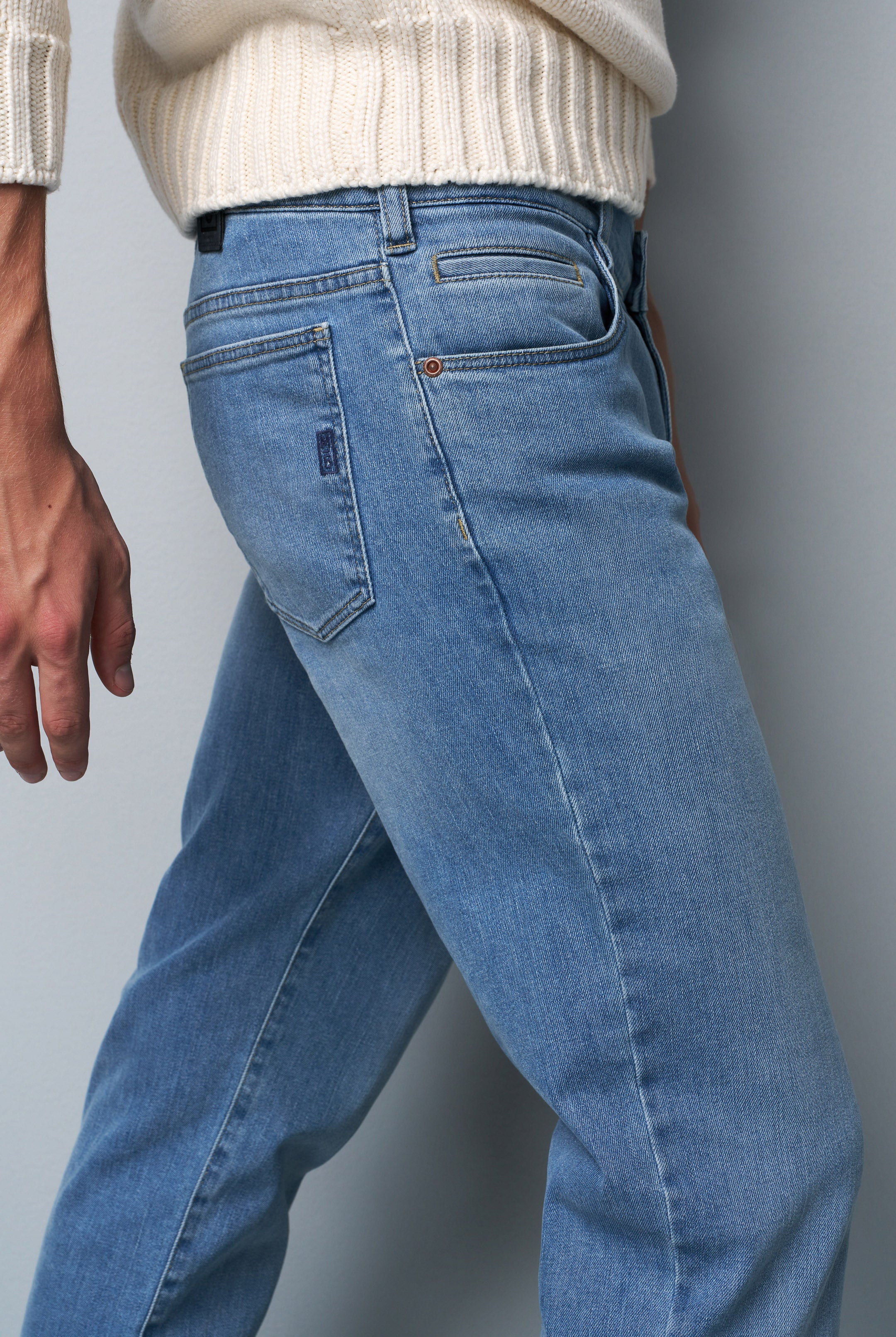 Meyer M5 Regular Stretch Denim Jeans - Light Blue