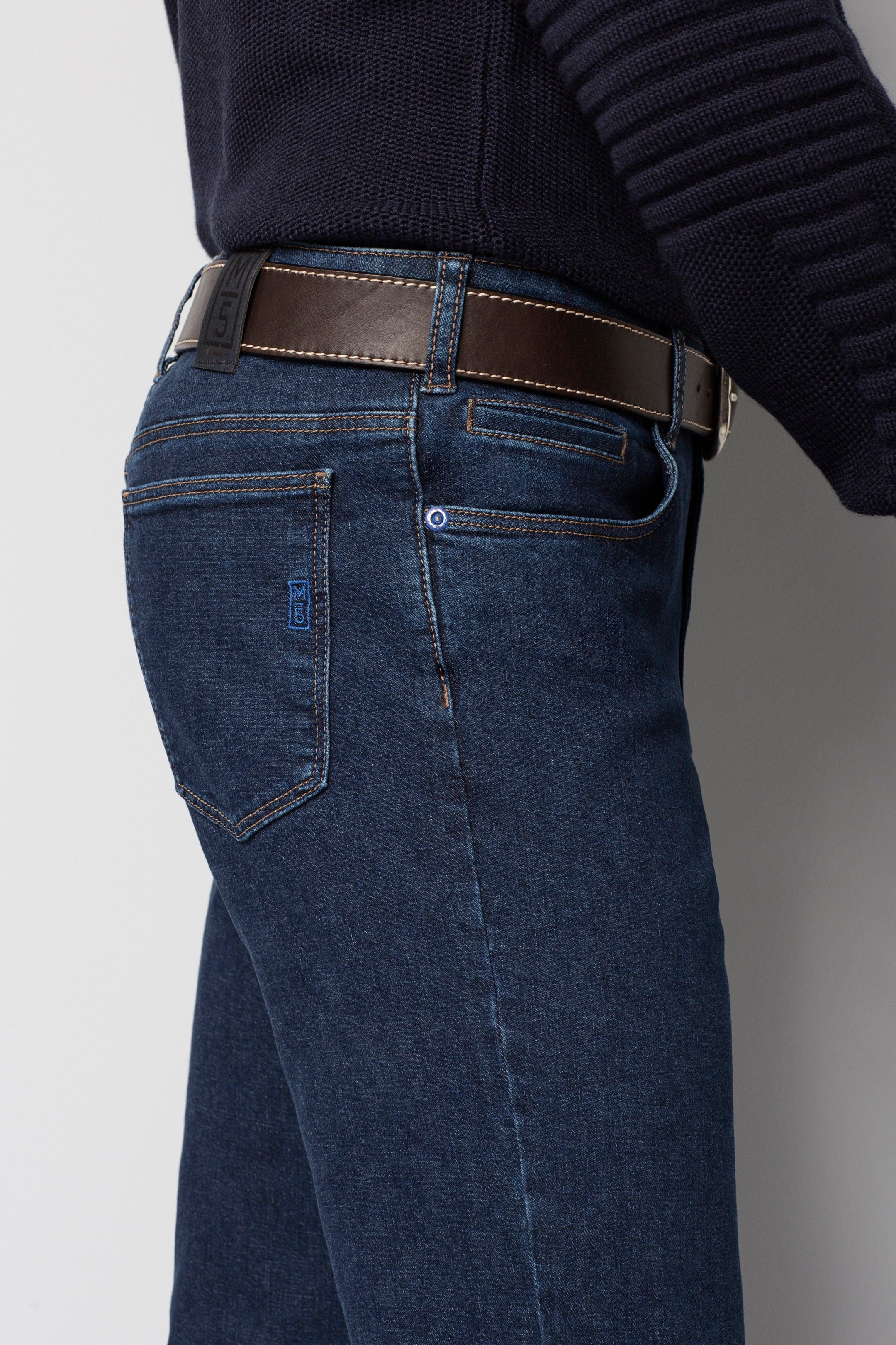 Meyer M5 Regular Super Stretch Denim Jeans - Mid Blue