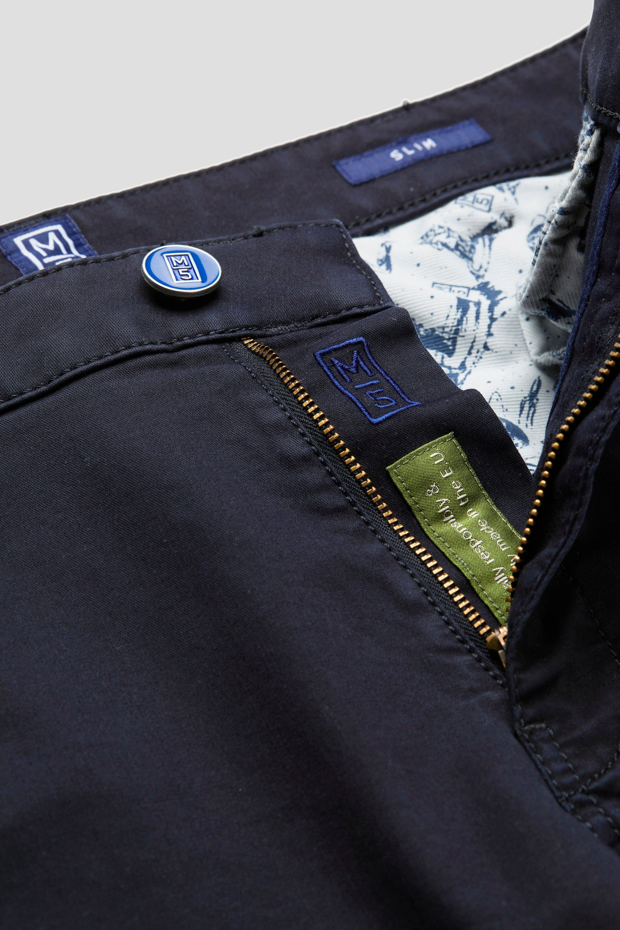 Meyer M5 Slim Cotton Tencel Super Stretch Chinos - Navy