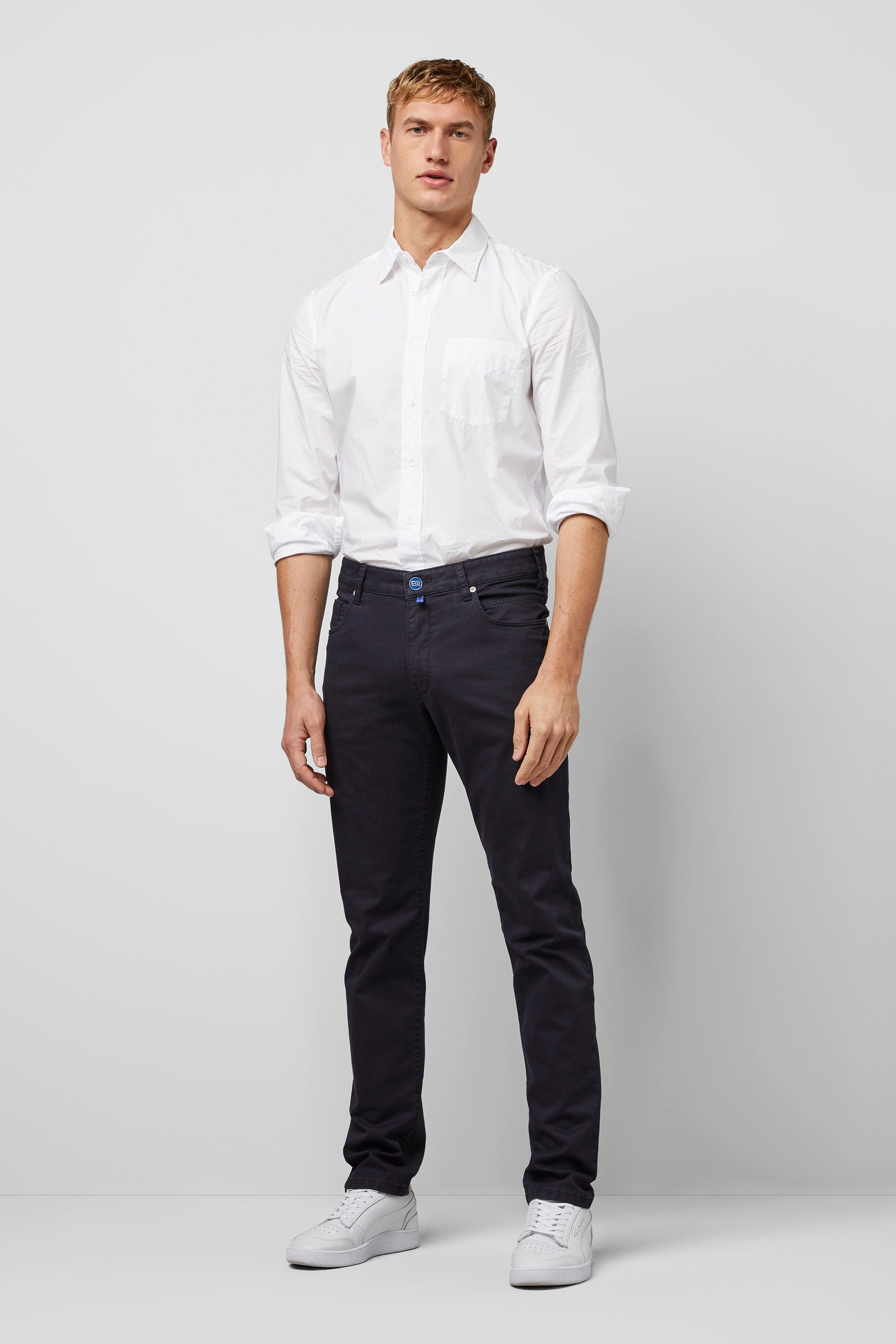 Meyer M5 Slim Cotton Tencel Super Stretch Chinos - Navy