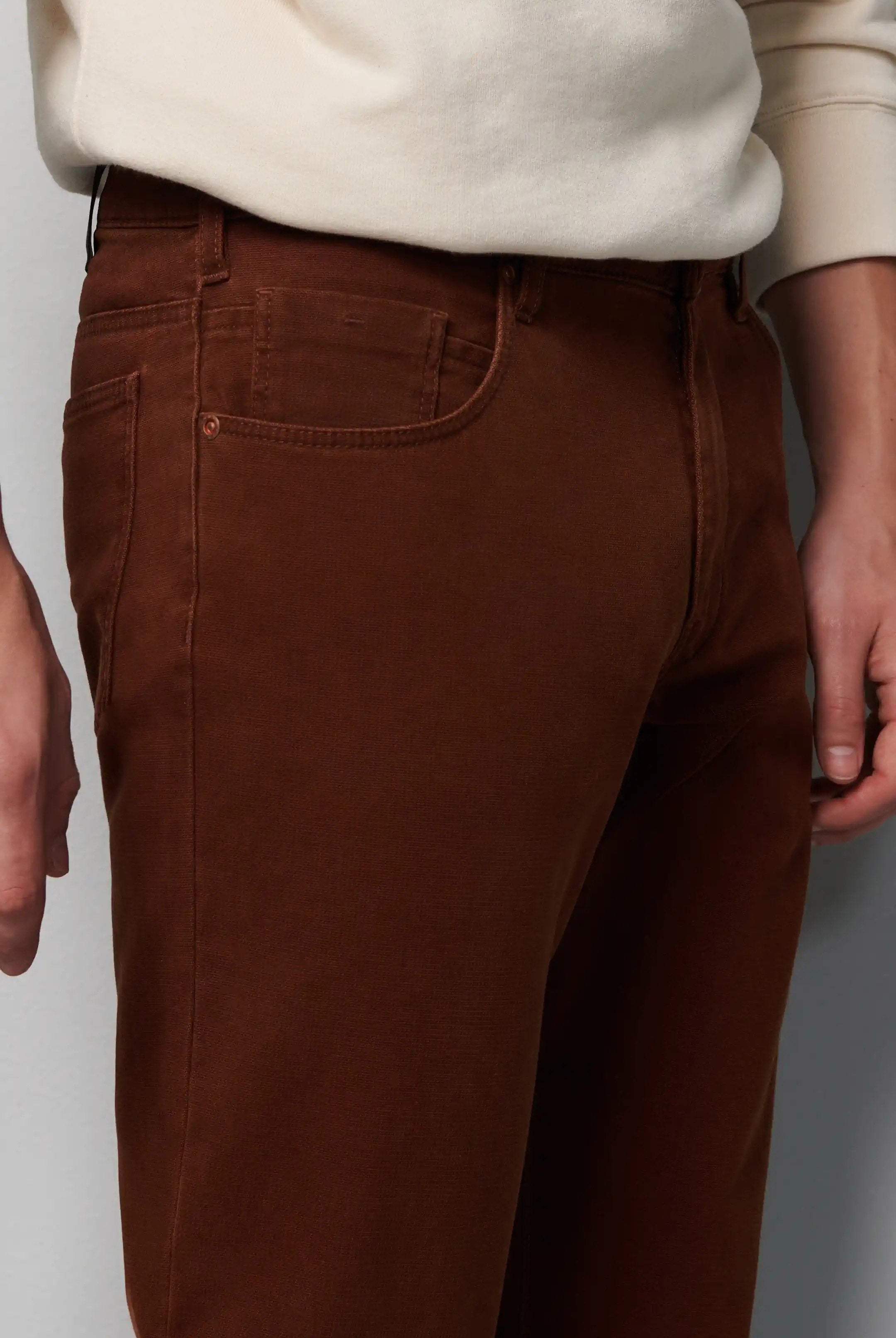 Meyer M5 Slim Micro Structure Cotton Stretch Chinos - Copper