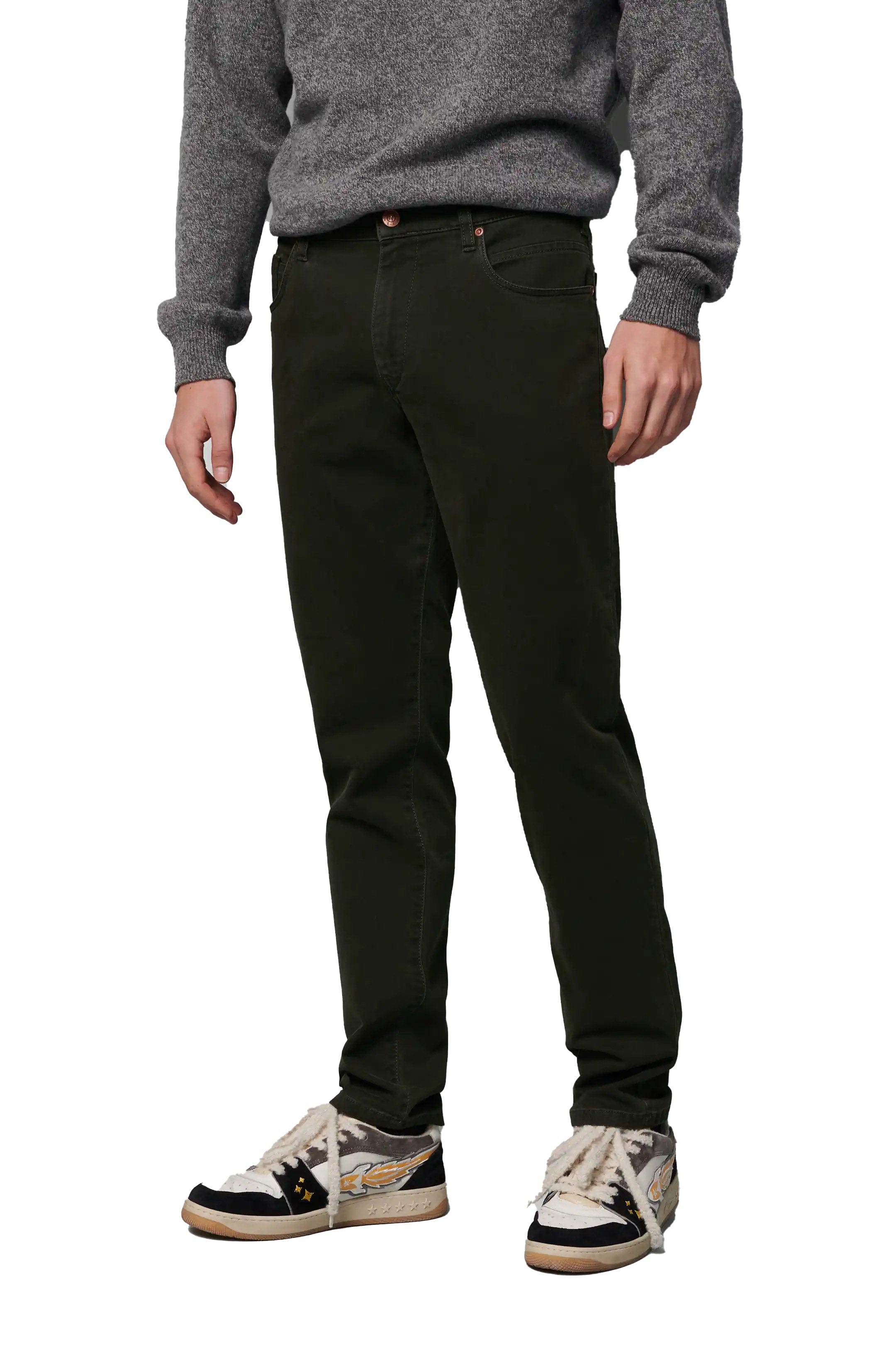 Meyer M5 Slim Micro Structure Cotton Stretch Chinos - Dark Green