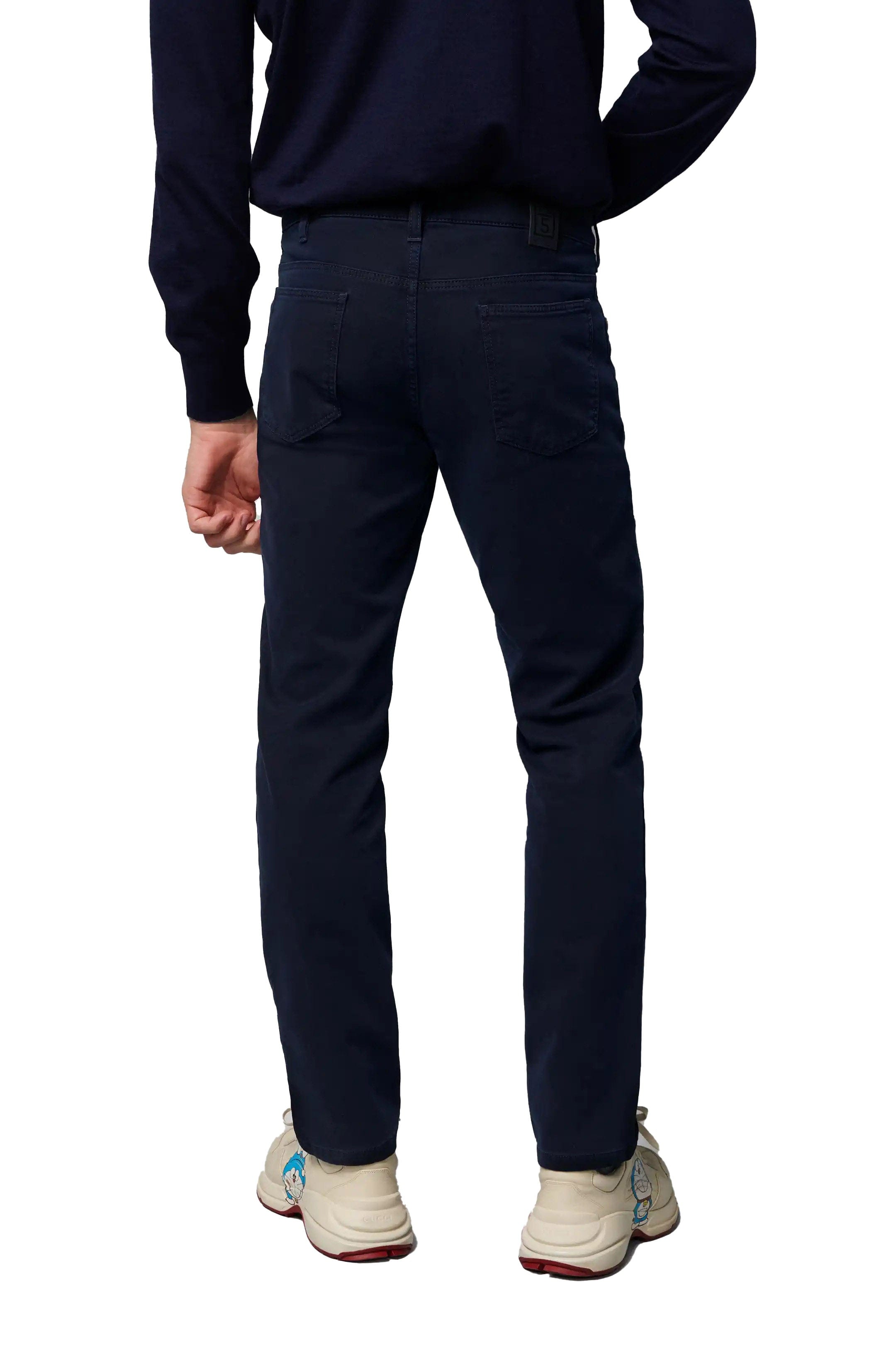 Meyer M5 Slim Micro Structure Cotton Stretch Chinos - Navy