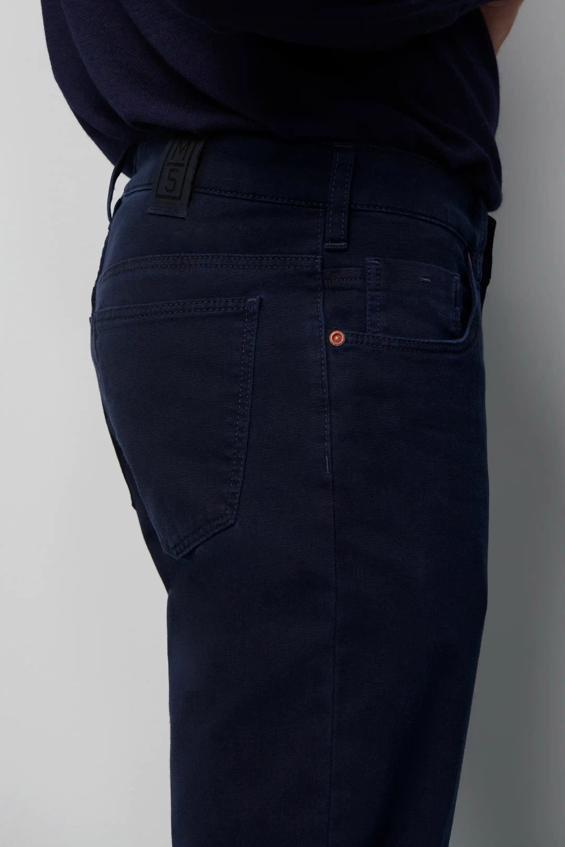 Meyer M5 Slim Micro Structure Cotton Stretch Chinos - Navy