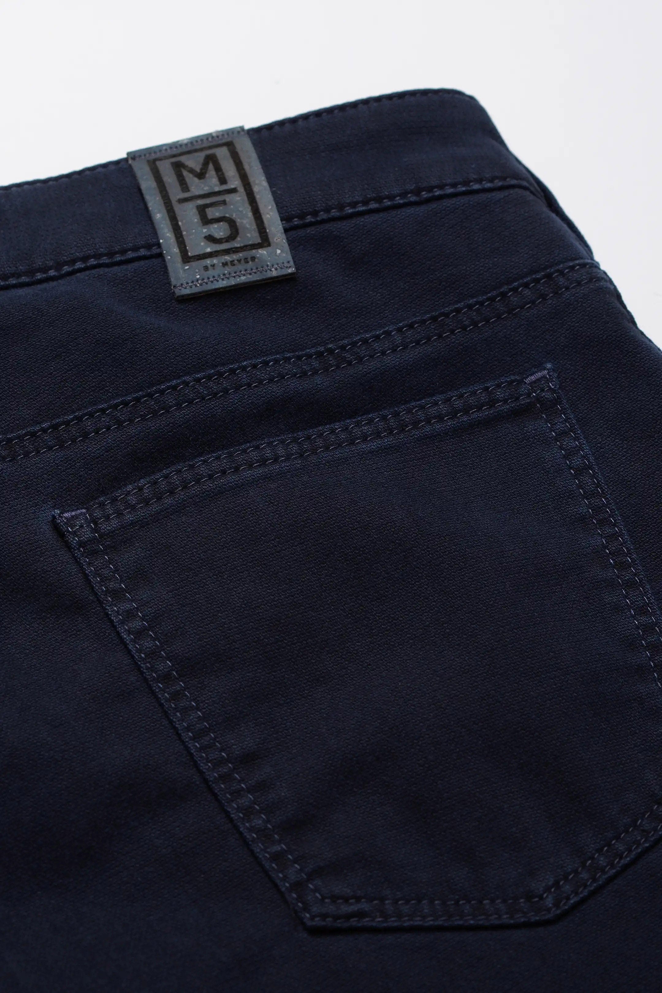 Meyer M5 Slim Micro Structure Cotton Stretch Chinos - Navy