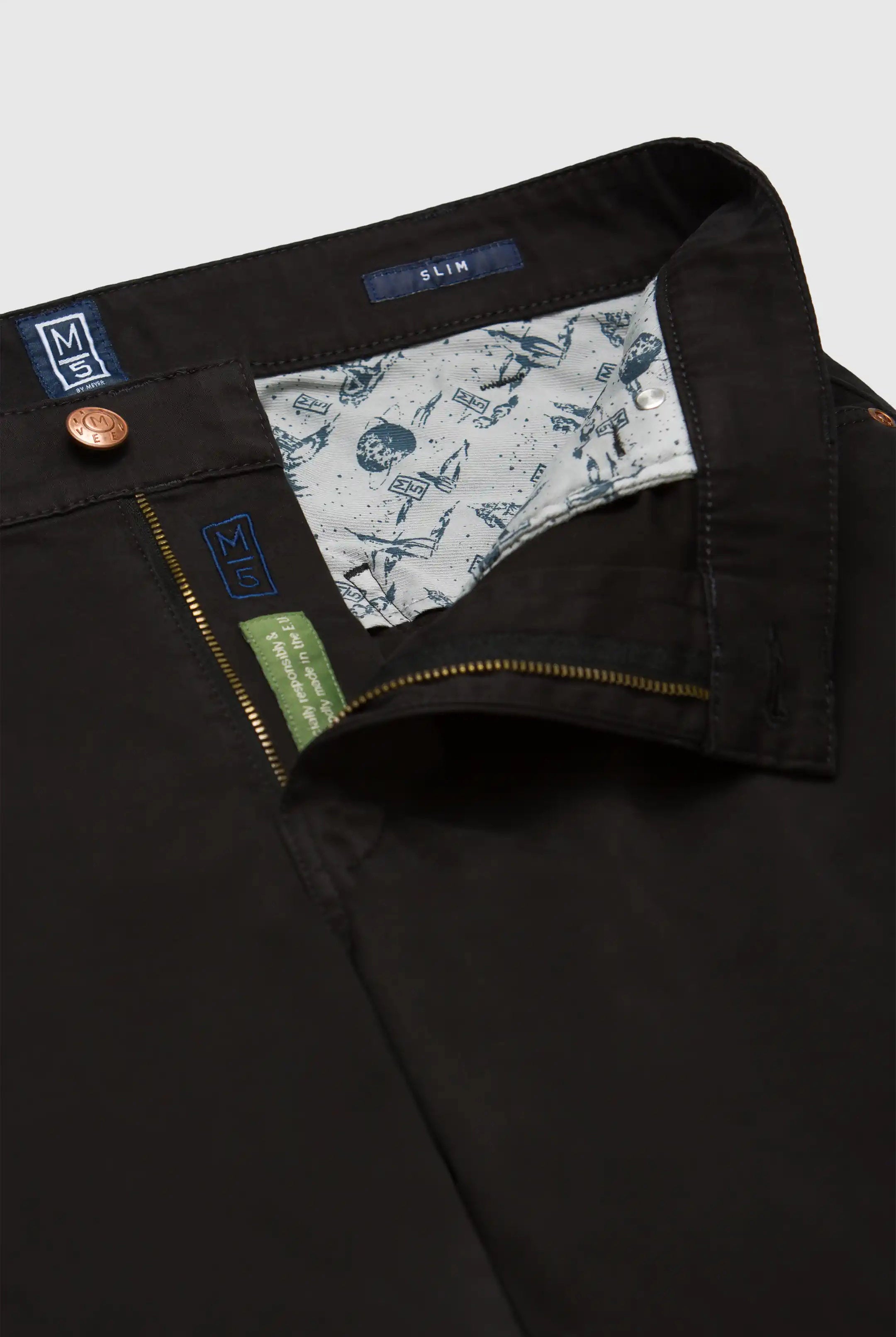 Meyer M5 Slim Soft Stretch Pima Cotton Chinos - Black