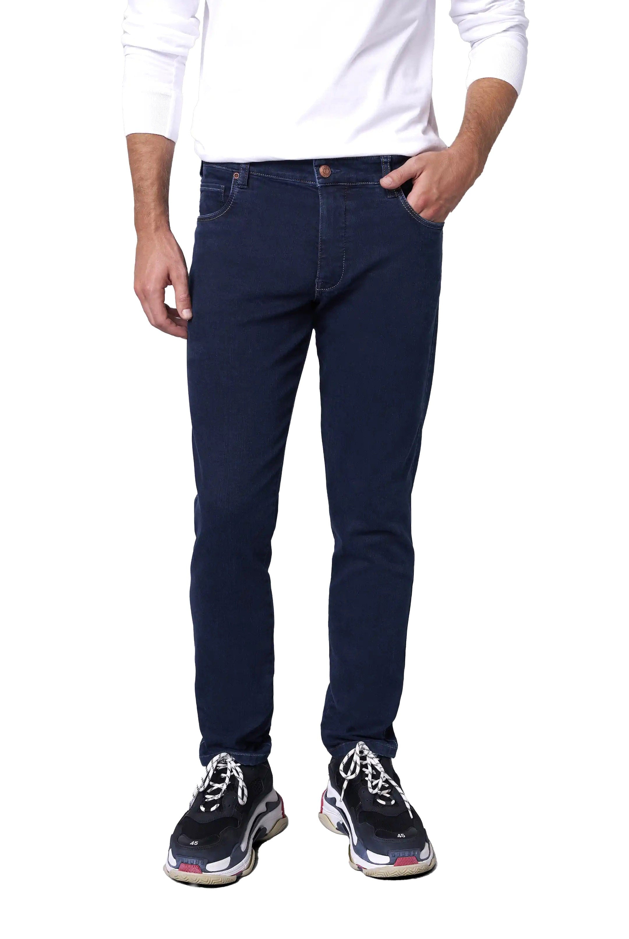 Meyer M5 Slim Super Stretch Denim Jeans - Dark Blue