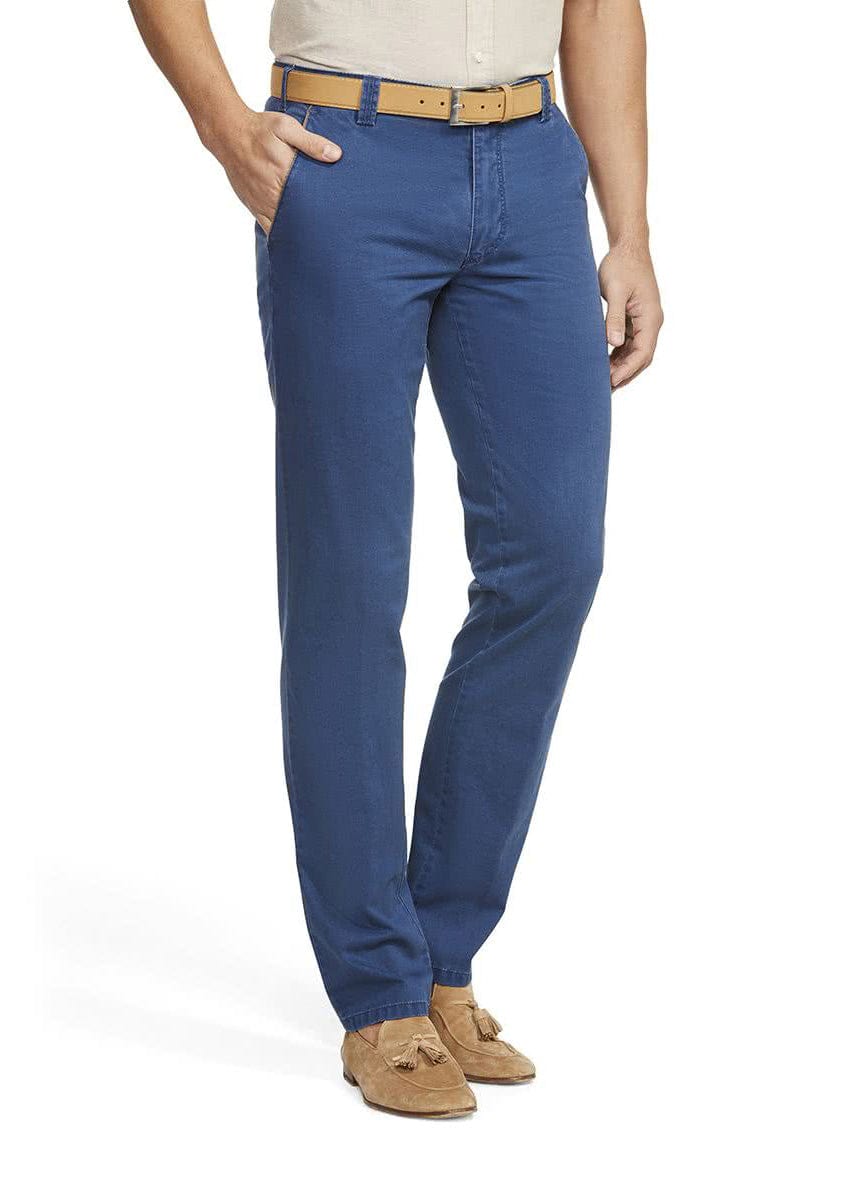 Meyer New York Cotton Stretch Chino Trousers - Blue