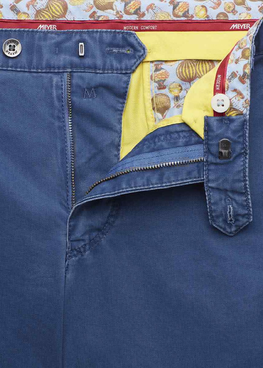 Meyer New York Cotton Stretch Chino Trousers - Blue