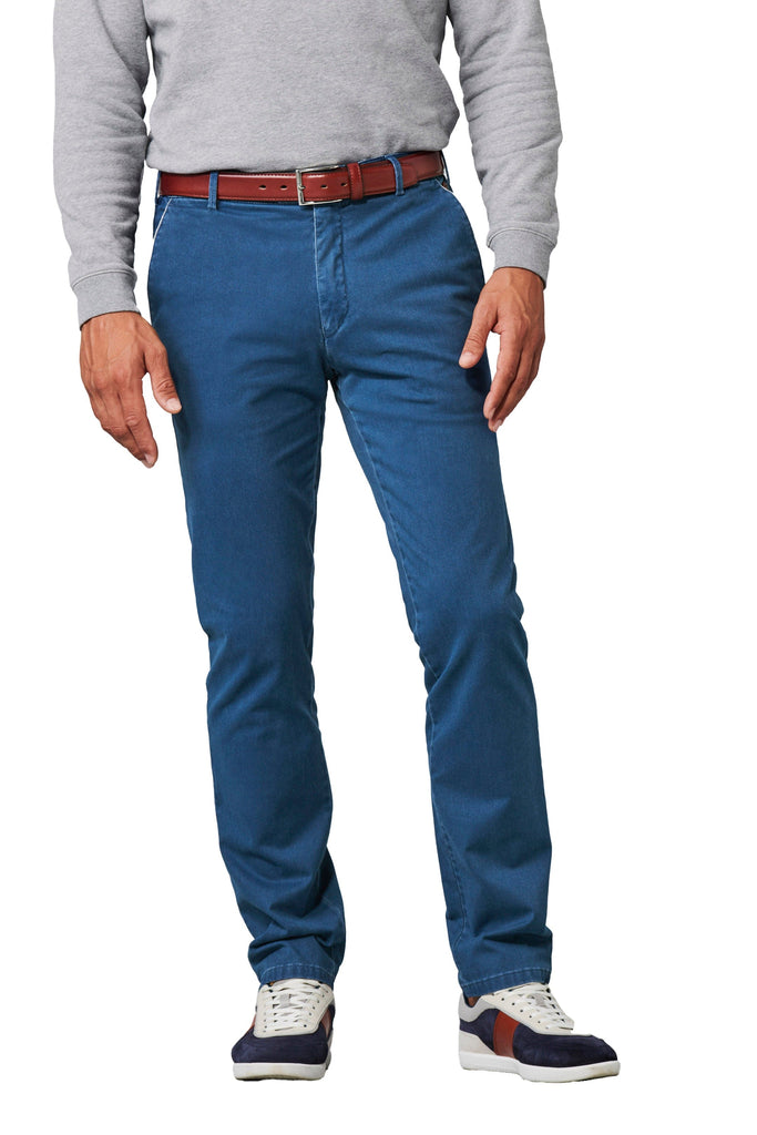Meyer New York Cotton Stretch Chino Trousers - Blue