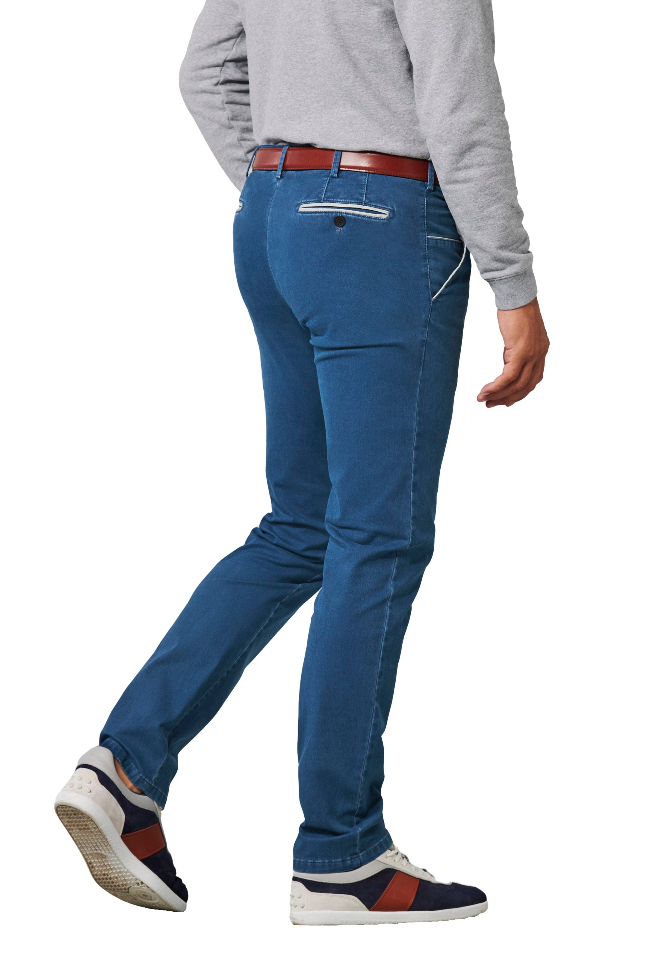 Meyer New York Cotton Stretch Chino Trousers - Blue