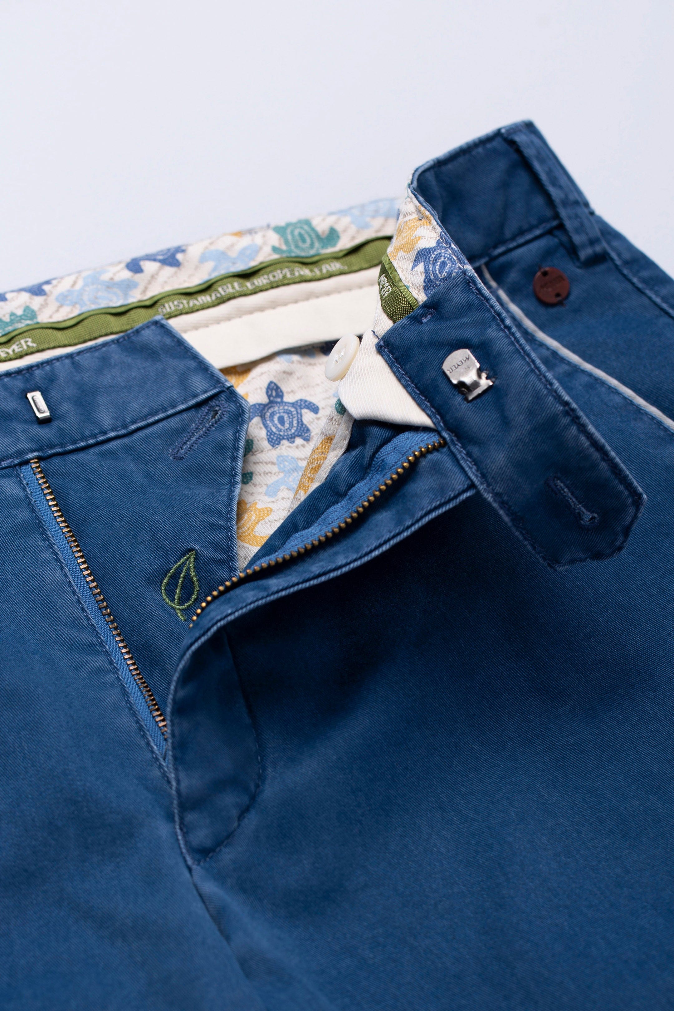 Meyer New York Cotton Stretch Chino Trousers - Blue