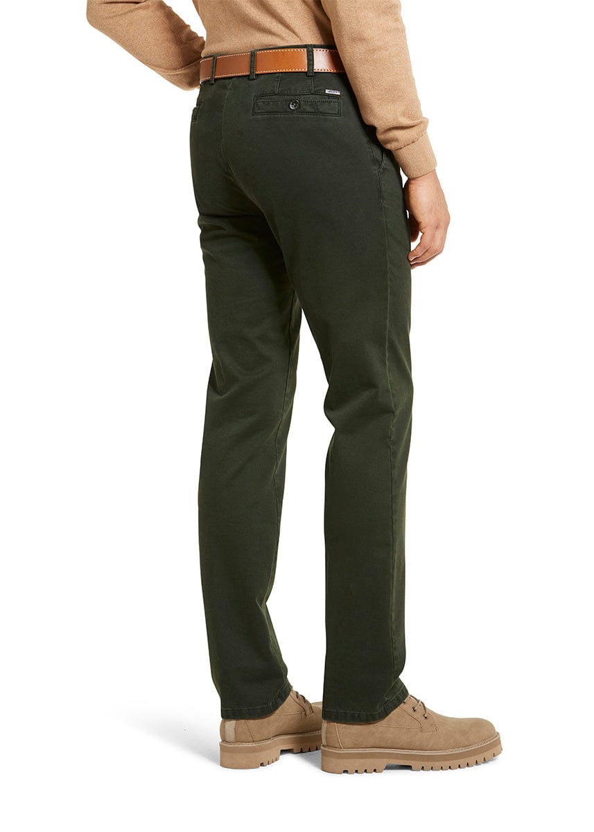 Meyer New York Cotton Stretch Chino Trousers - Dark Green