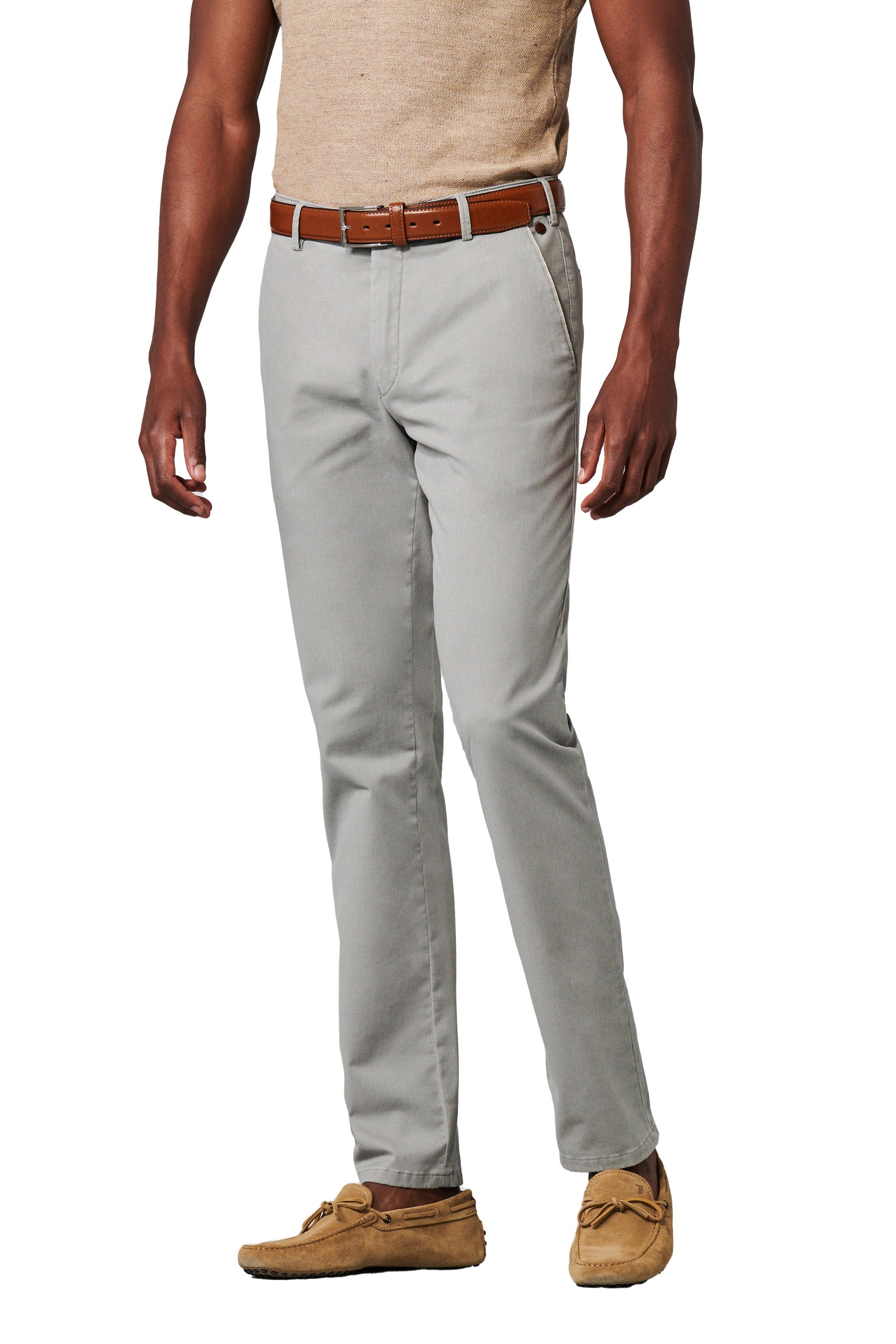 Meyer New York Cotton Stretch Chino Trousers - Light Grey
