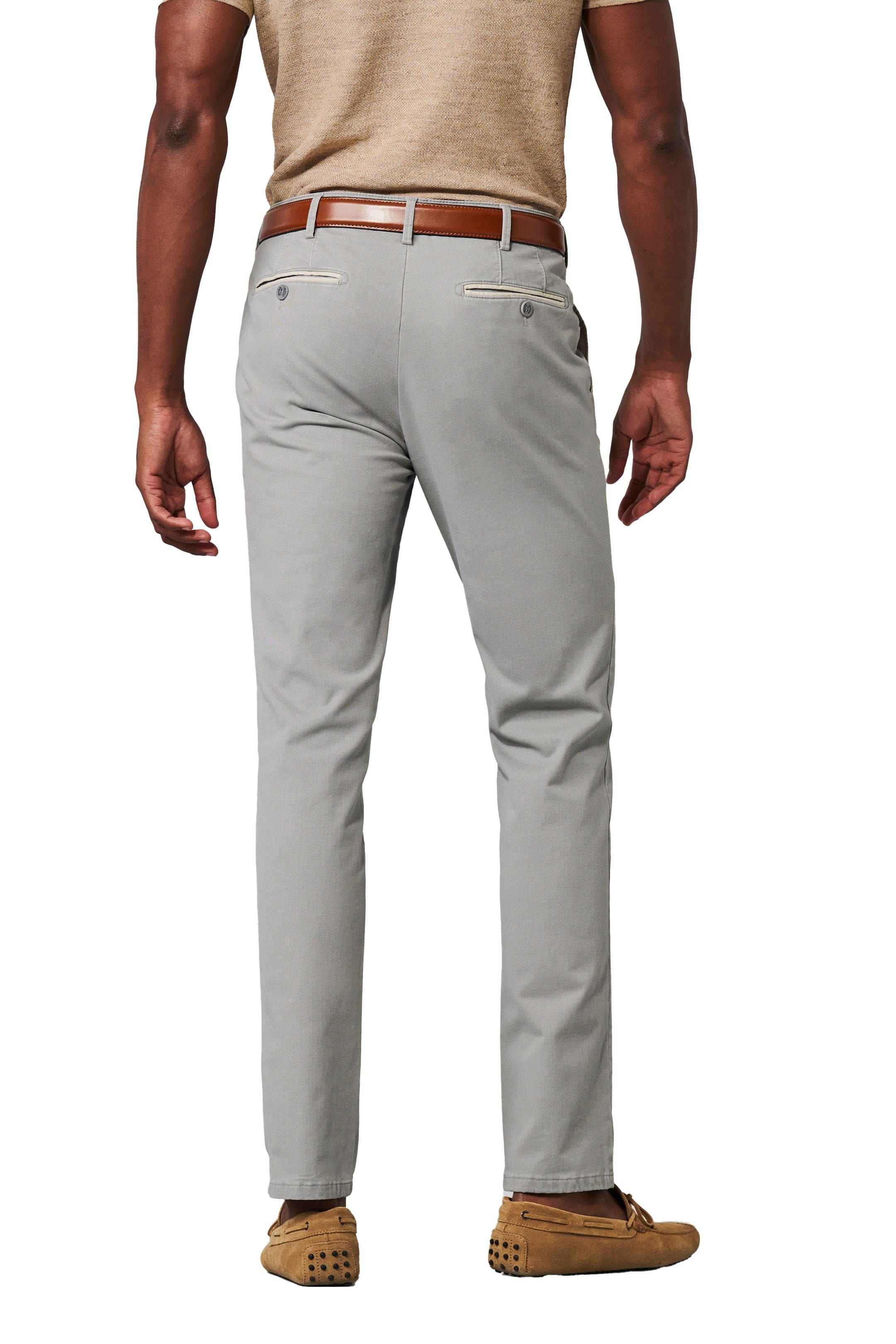 Meyer New York Cotton Stretch Chino Trousers - Light Grey