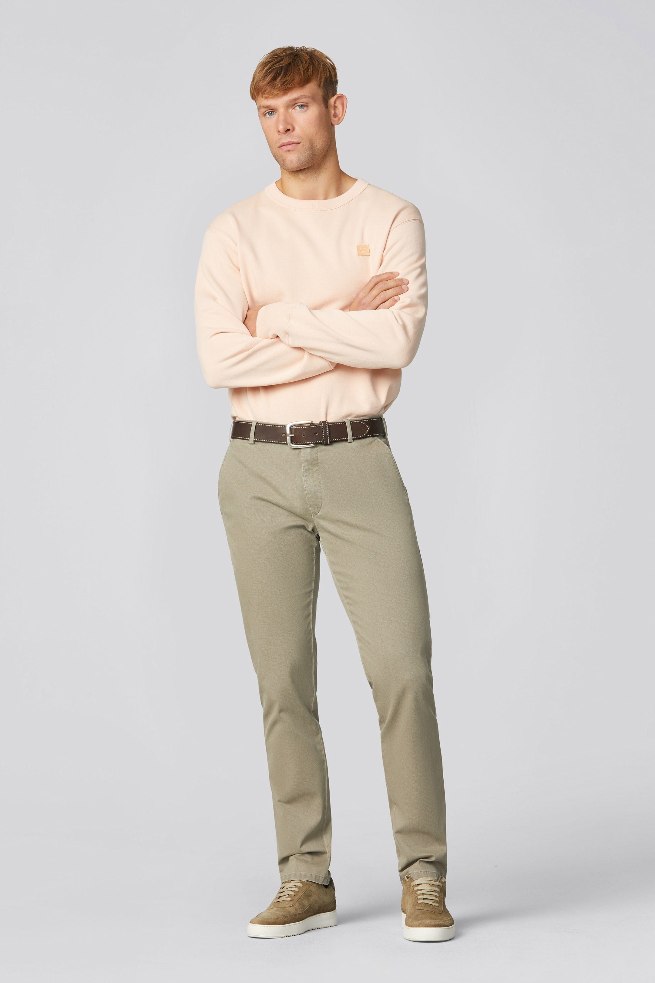 Meyer New York Cotton Twill Chino Trousers - Taupe