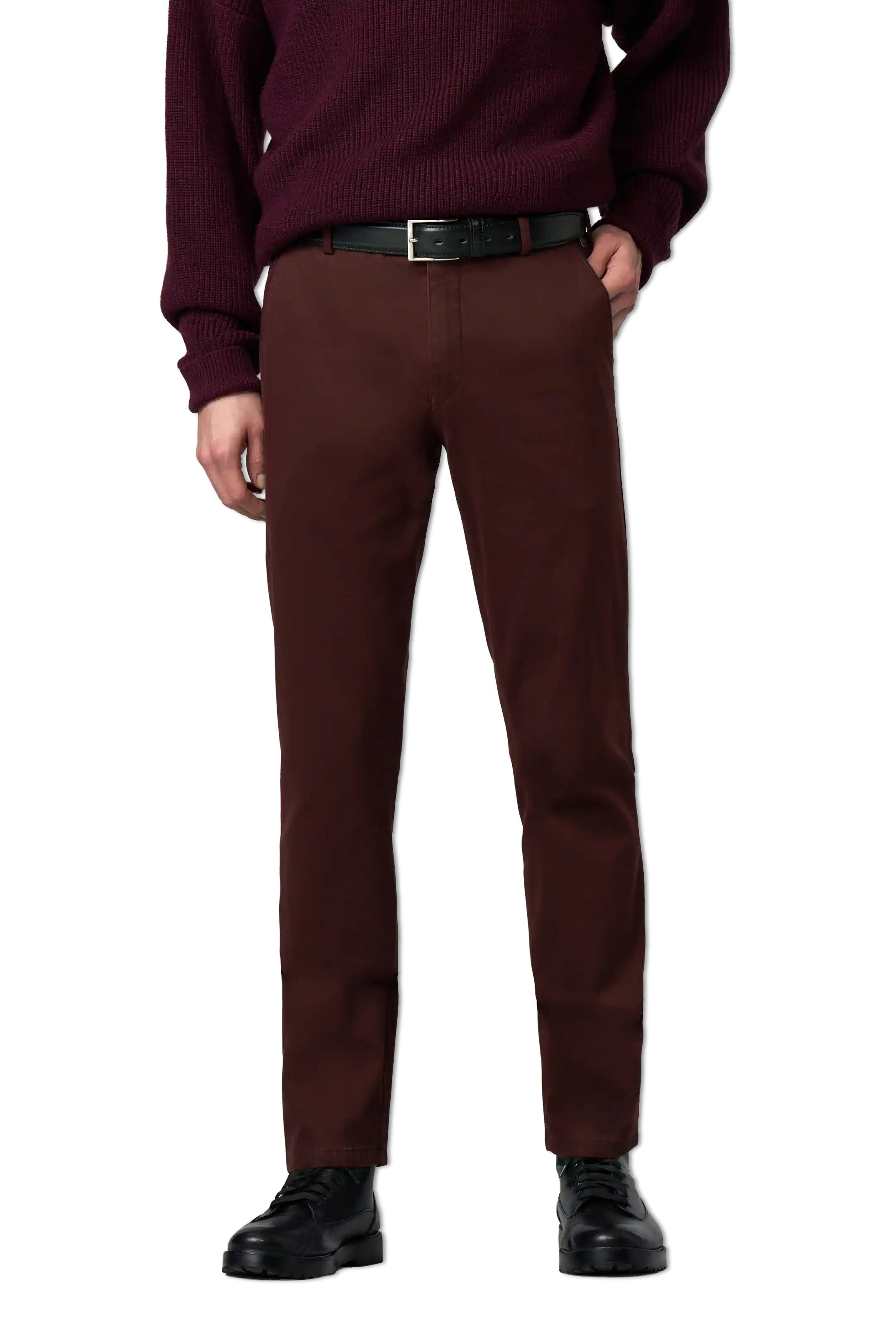 Meyer New York Fine Texture Cotton Stretch Chinos - Burgundy