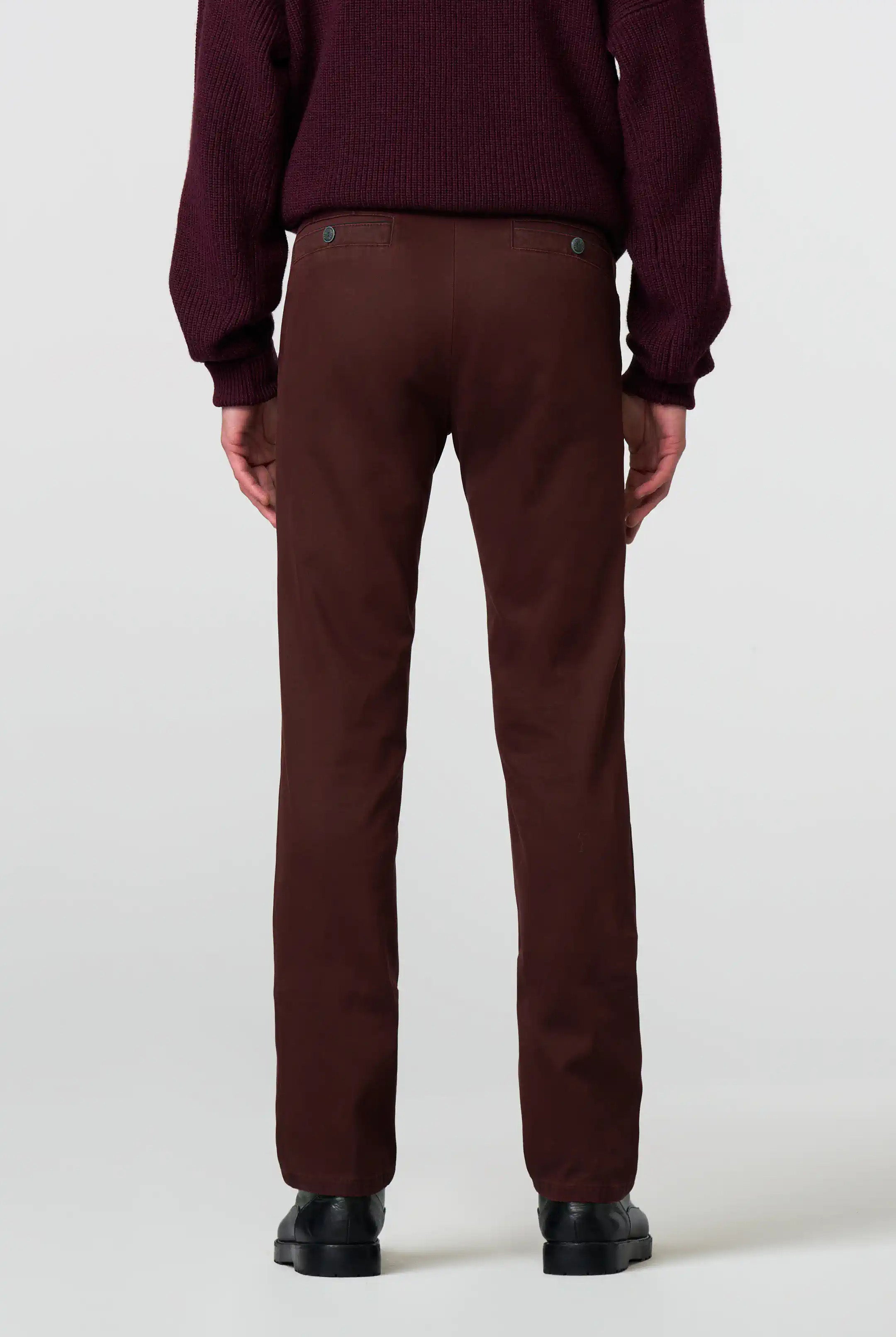 Meyer New York Fine Texture Cotton Stretch Chinos - Burgundy