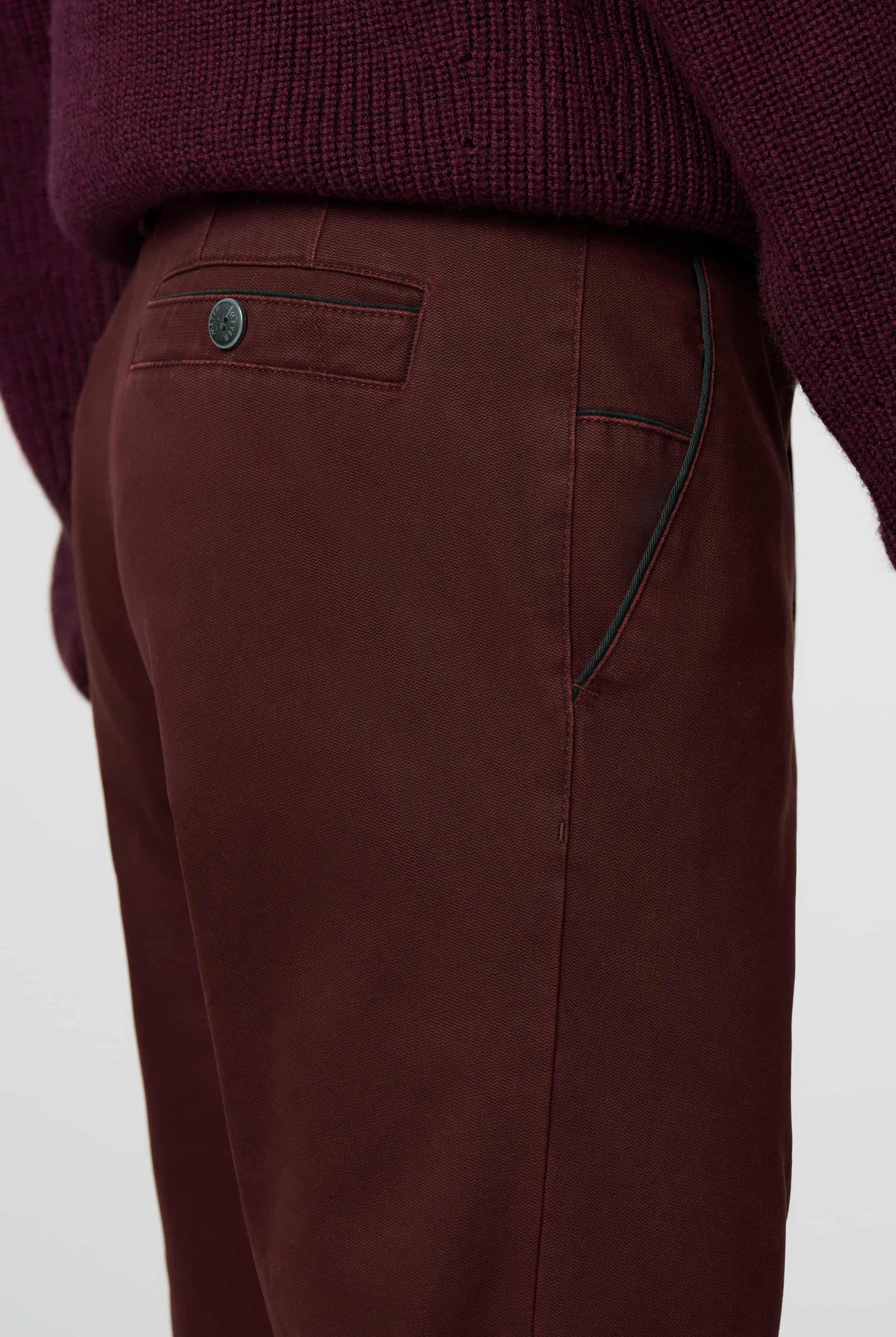 Meyer New York Fine Texture Cotton Stretch Chinos - Burgundy