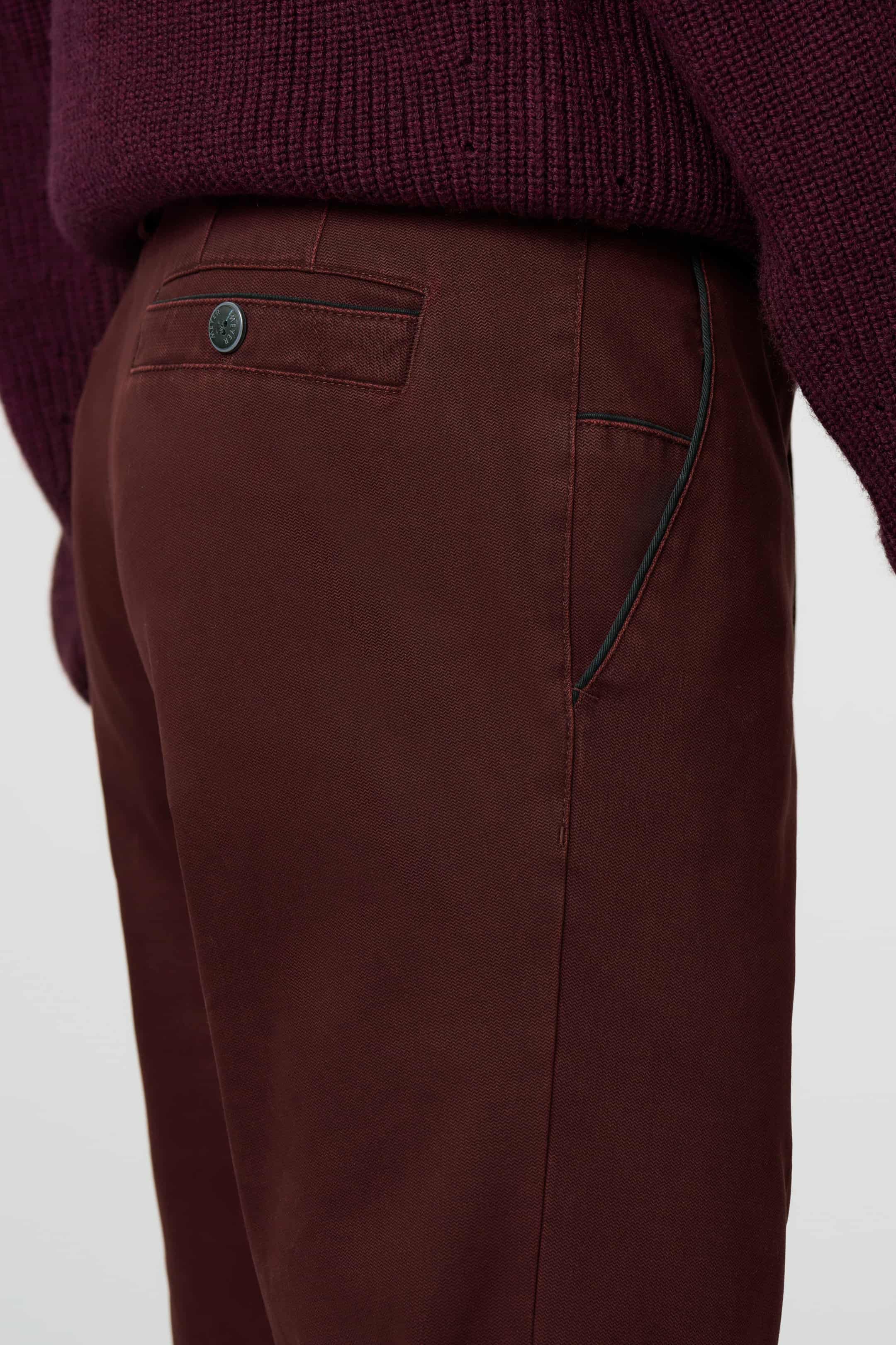 Meyer New York Fine Texture Cotton Stretch Chinos - Burgundy