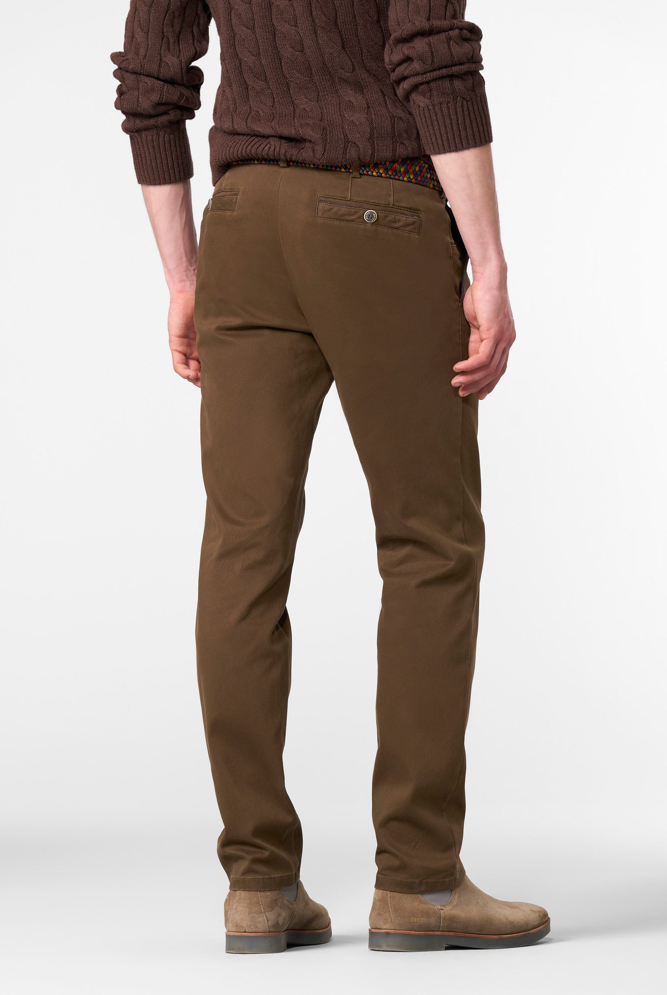 Meyer New York Fine Texture Cotton Stretch Chinos - Caramel