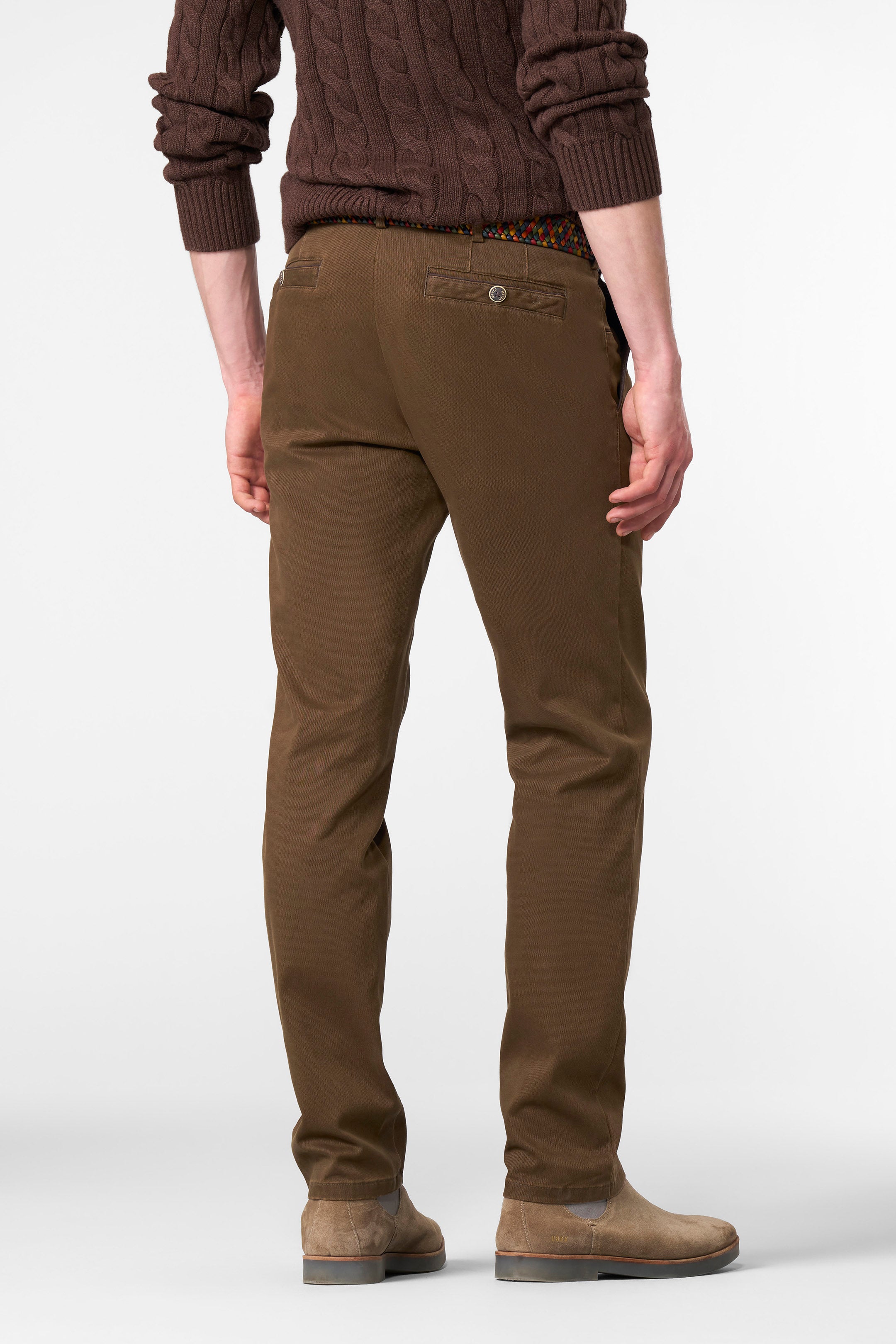 Meyer New York Fine Texture Cotton Stretch Chinos - Caramel