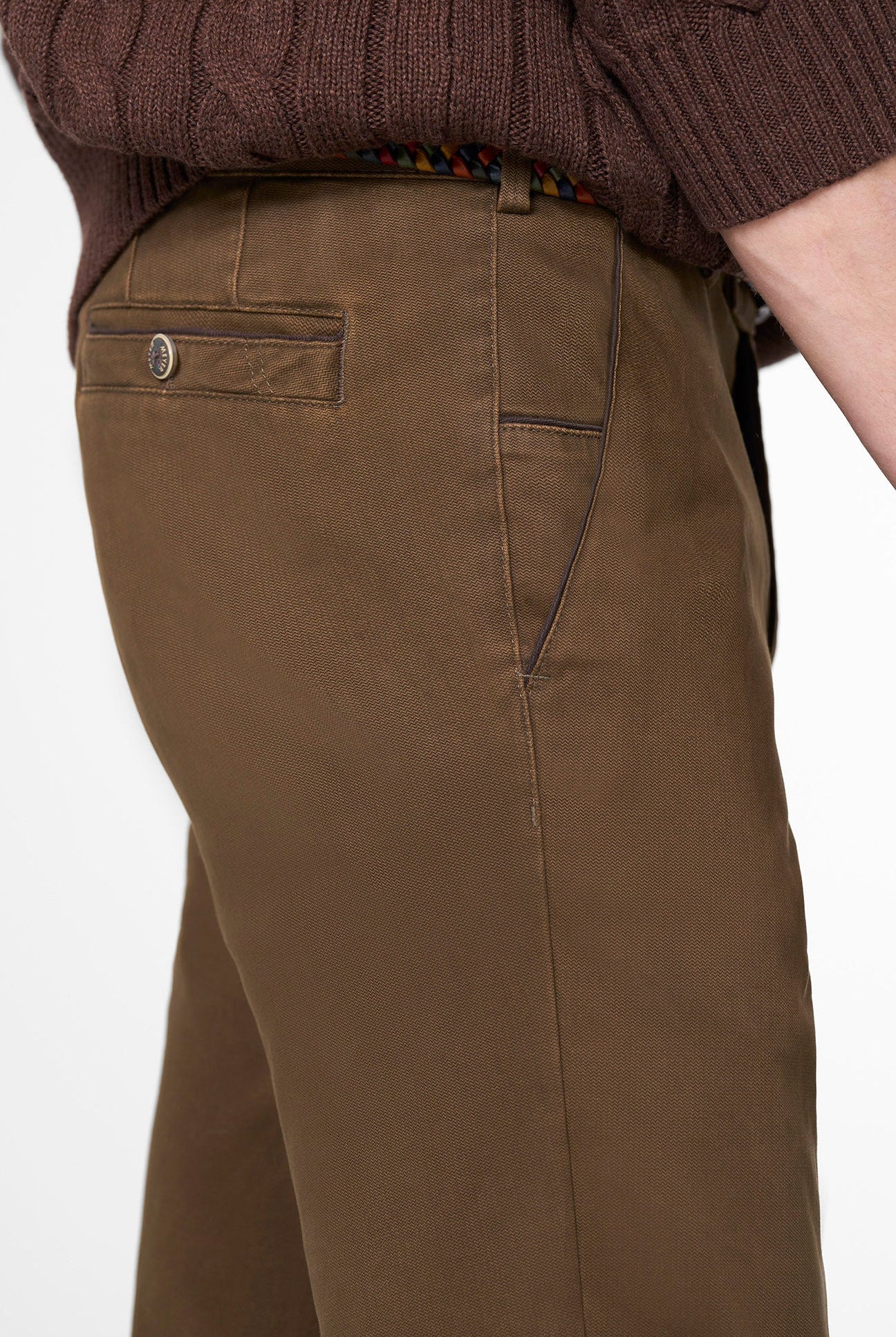 Meyer New York Fine Texture Cotton Stretch Chinos - Caramel