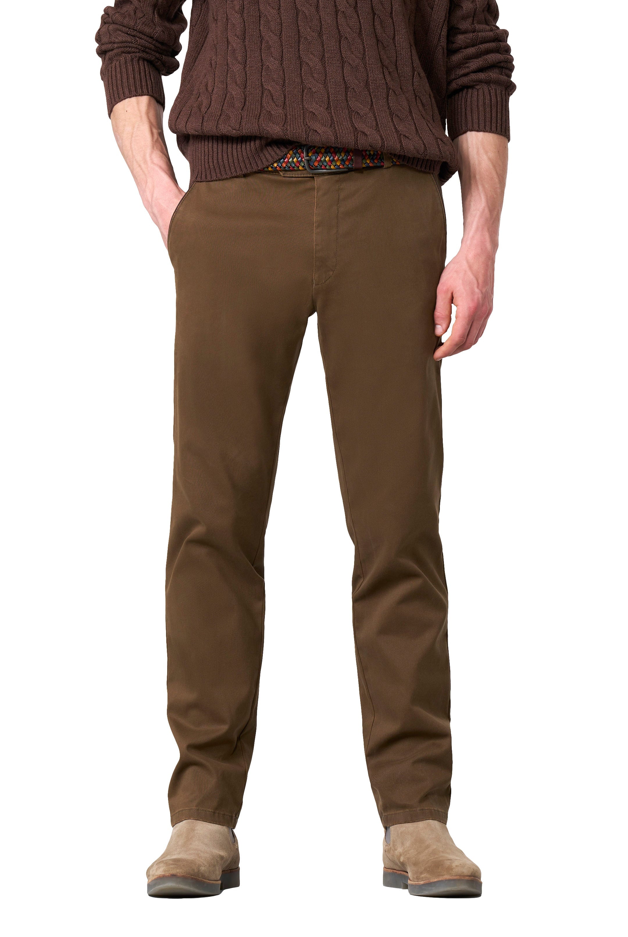 Meyer New York Fine Texture Cotton Stretch Chinos - Caramel