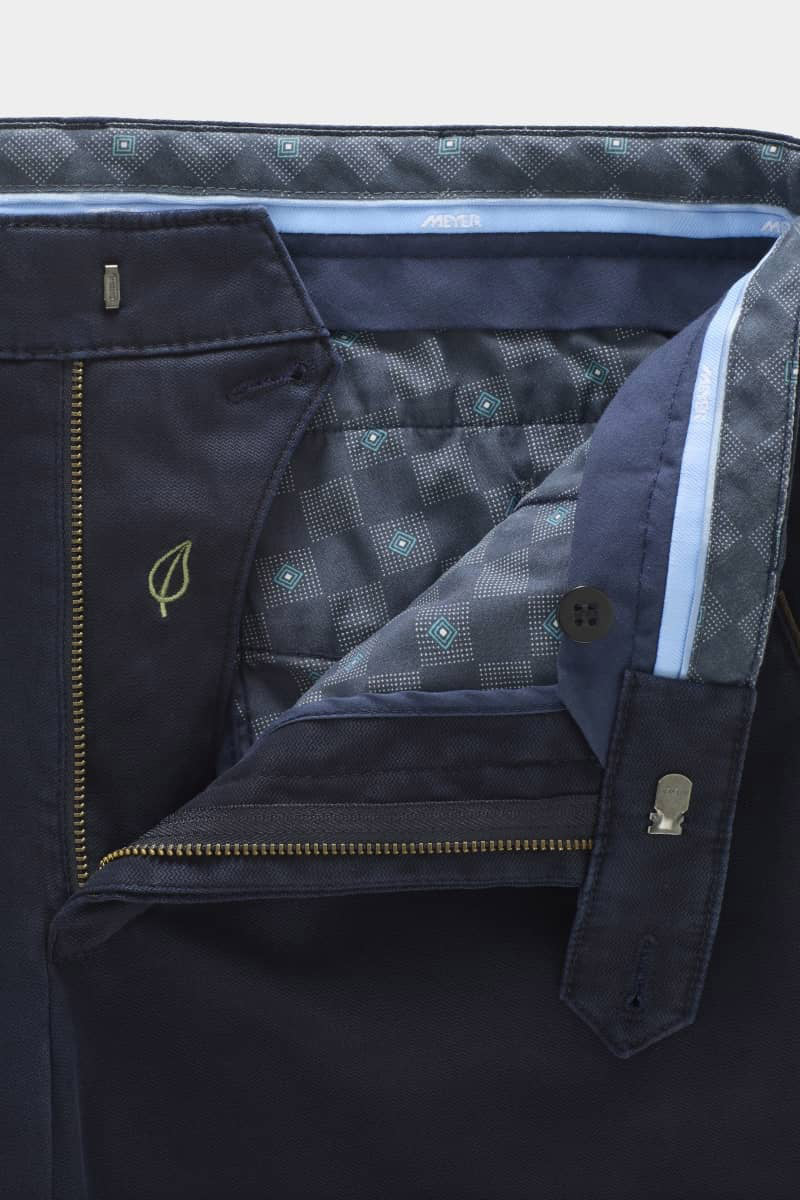 Meyer New York Fine Texture Cotton Stretch Chinos - Navy