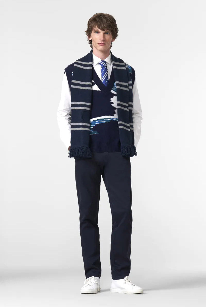 Meyer New York Fine Texture Cotton Stretch Chinos - Navy