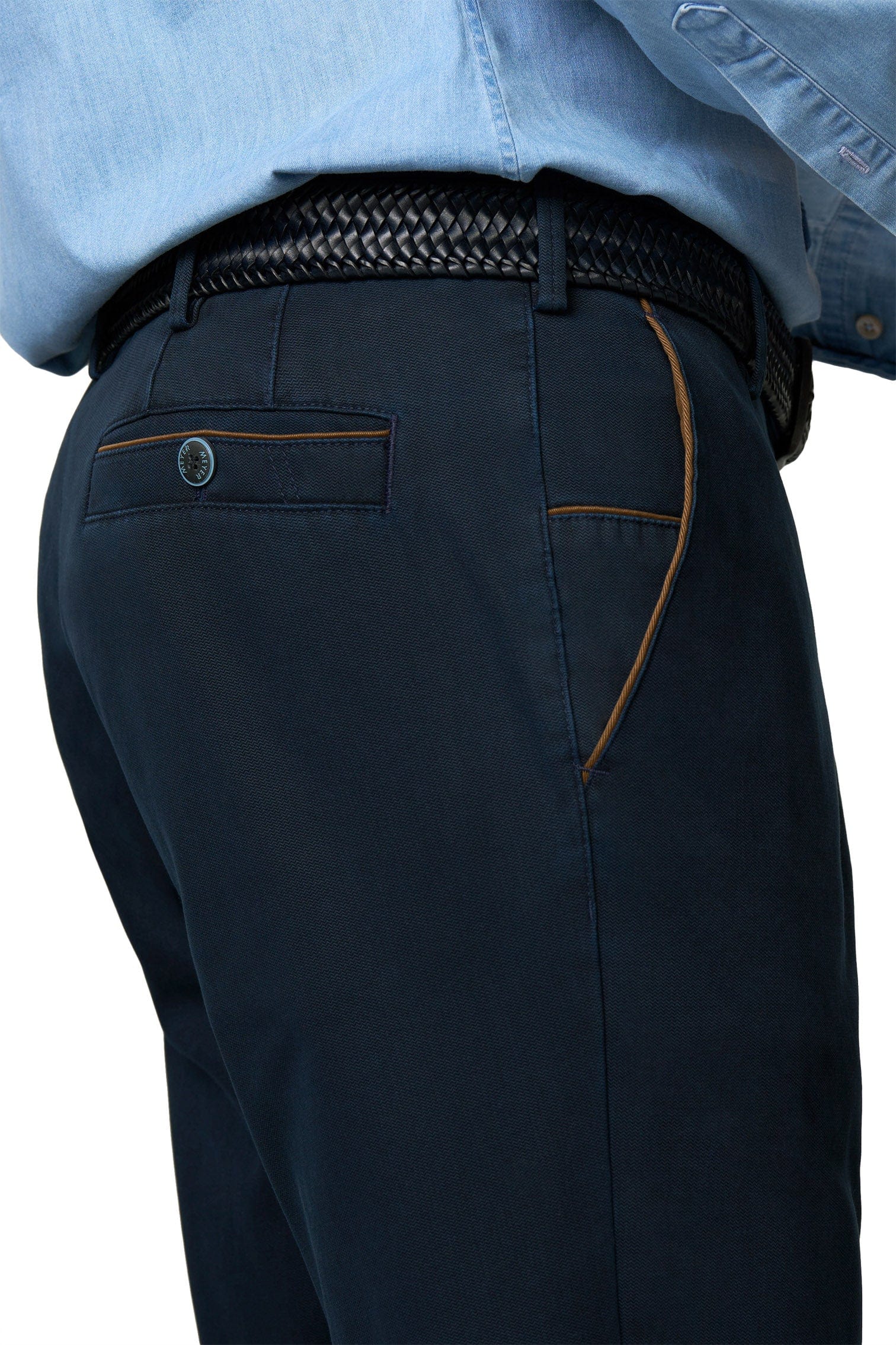 Meyer New York Fine Texture Cotton Stretch Chinos - Navy
