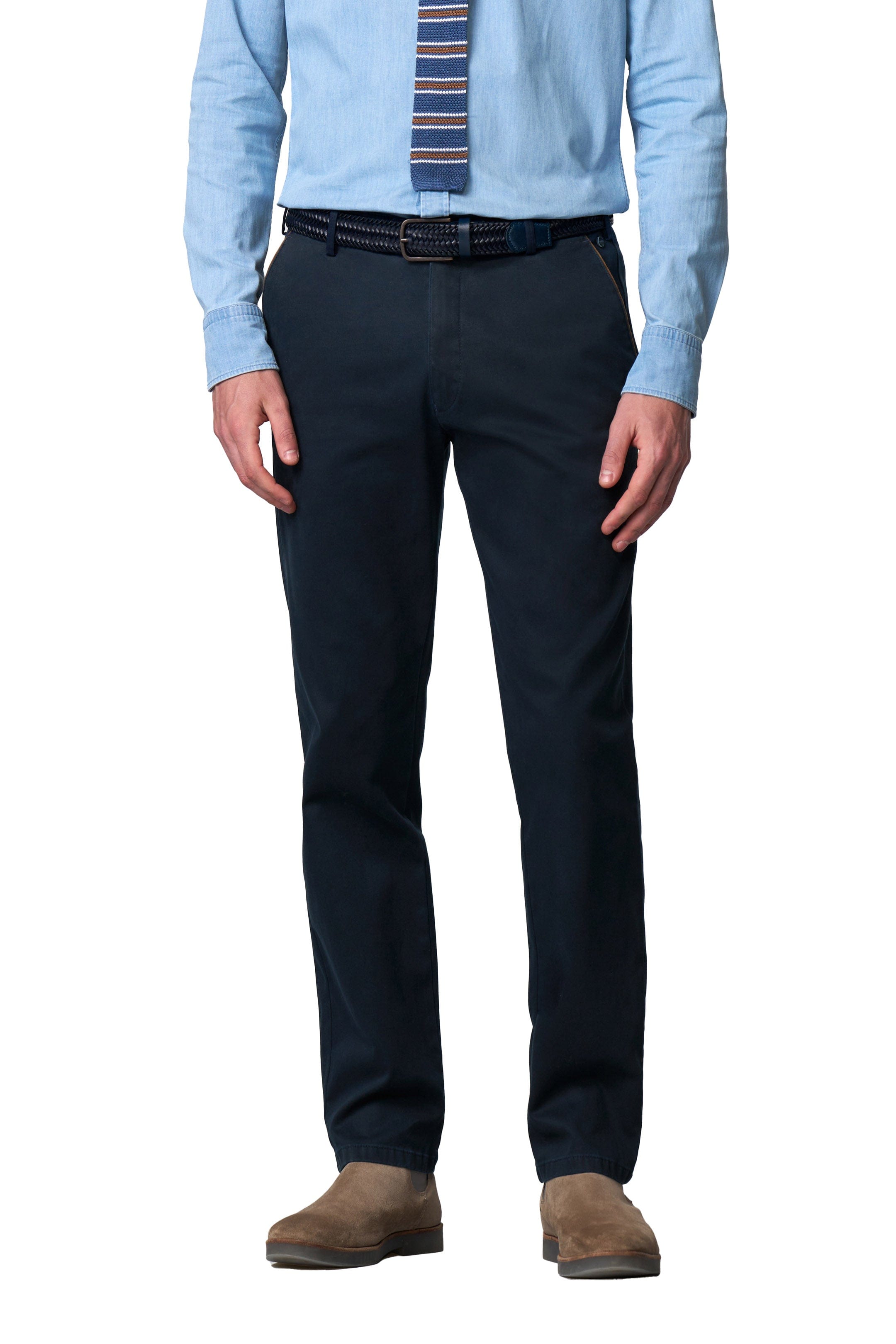 Meyer New York Fine Texture Cotton Stretch Chinos - Navy