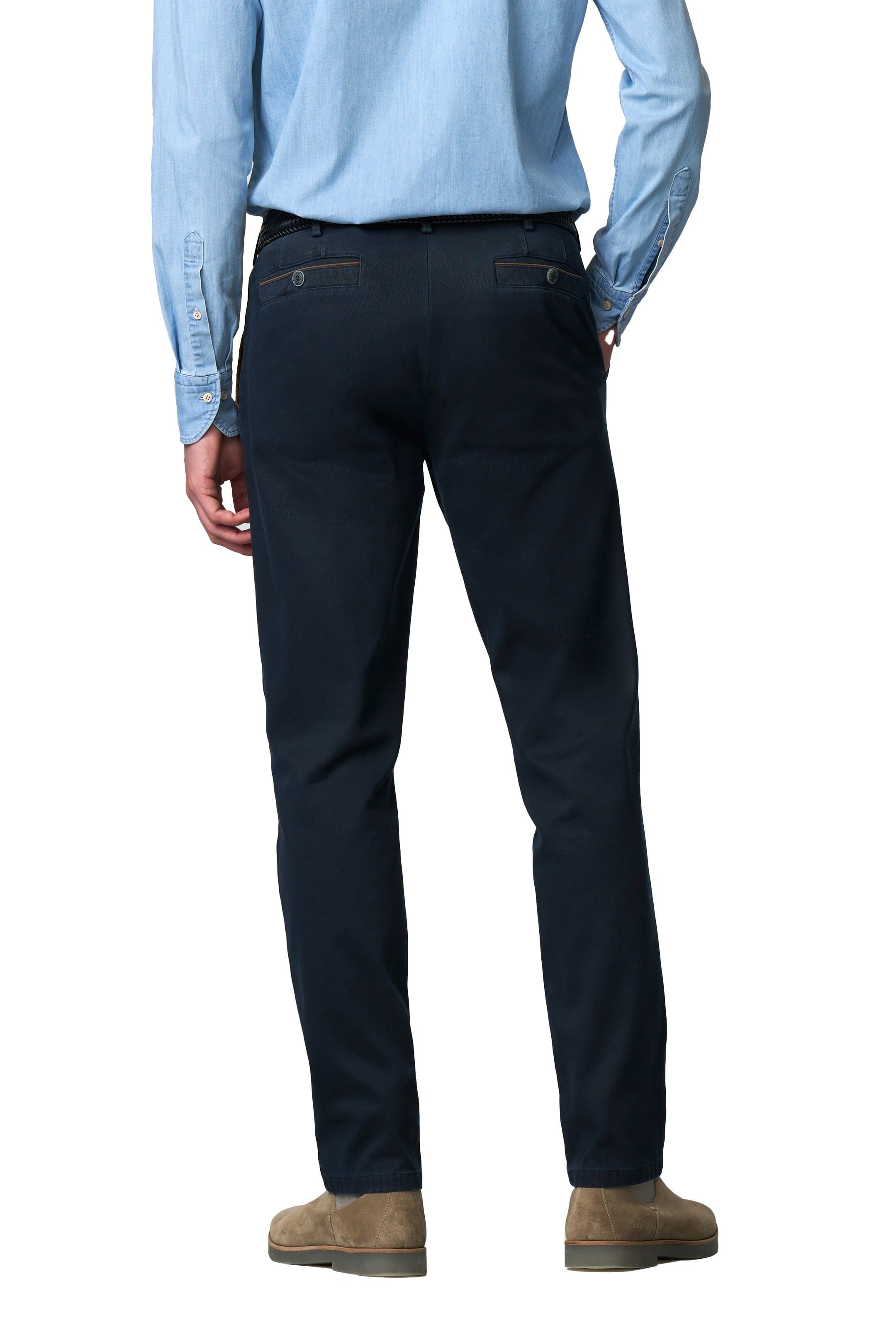 Meyer New York Fine Texture Cotton Stretch Chinos - Navy