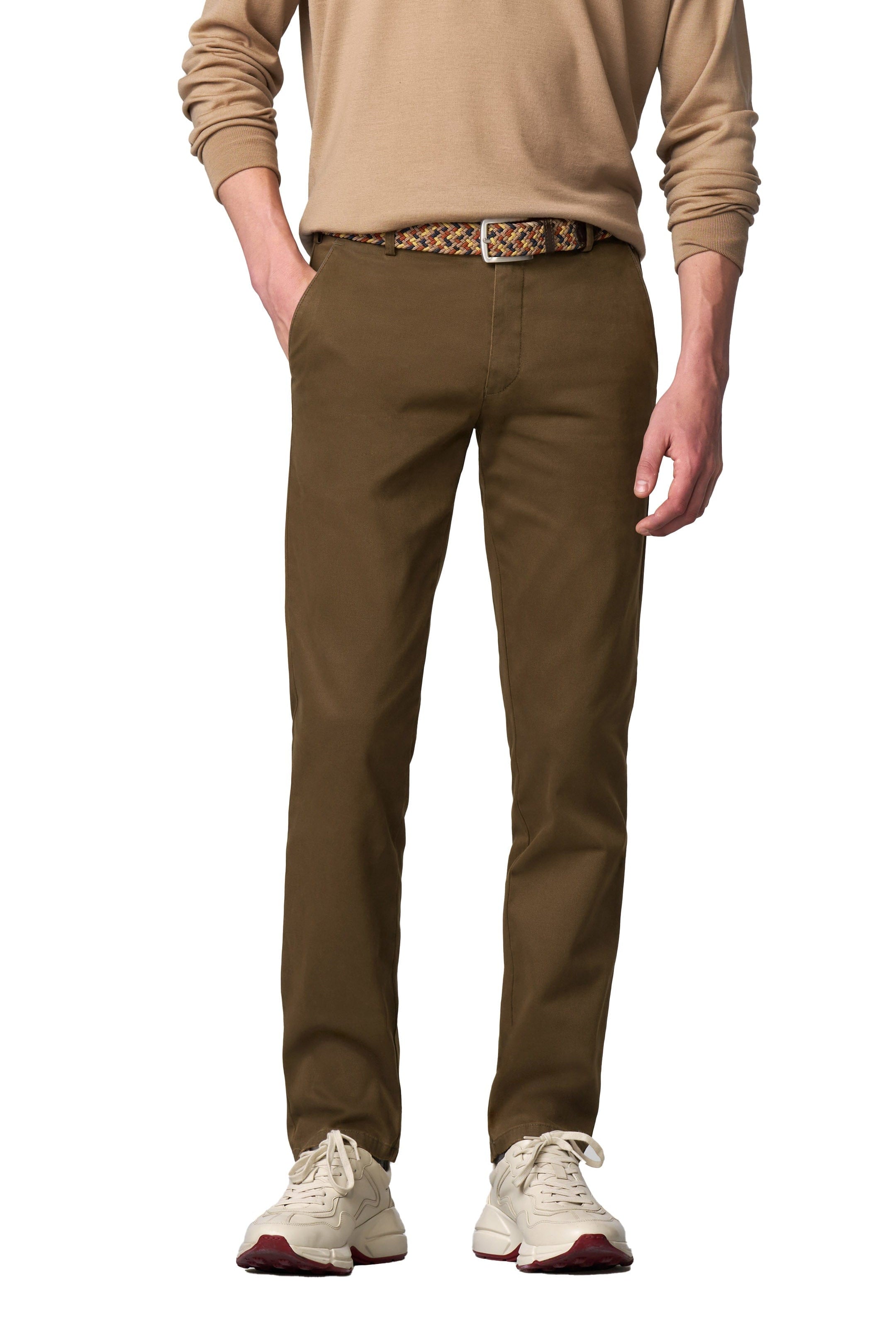 Meyer New York Fine Texture Cotton Stretch Chinos - Rich Beige