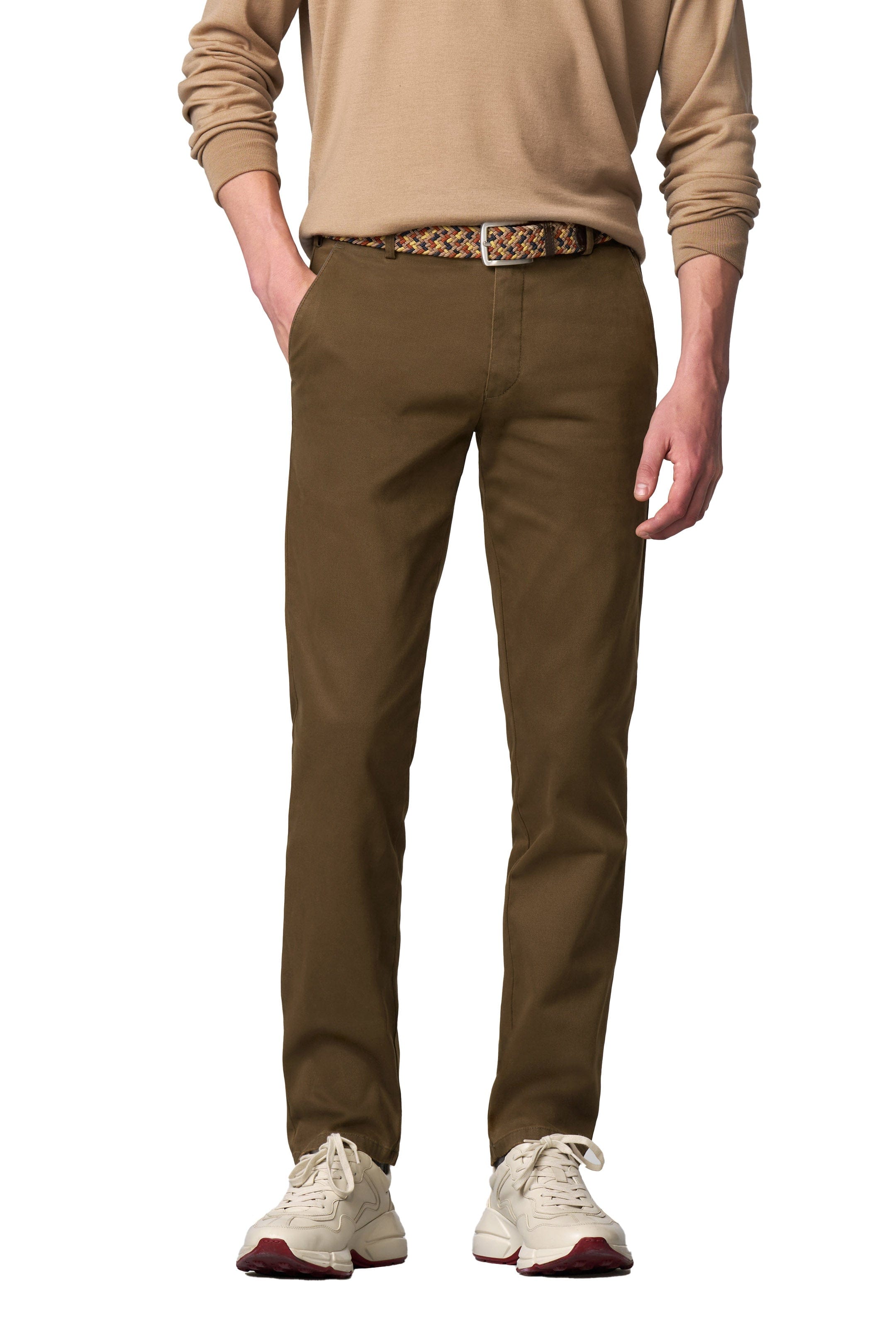 Meyer New York Fine Texture Cotton Stretch Chinos - Rich Beige