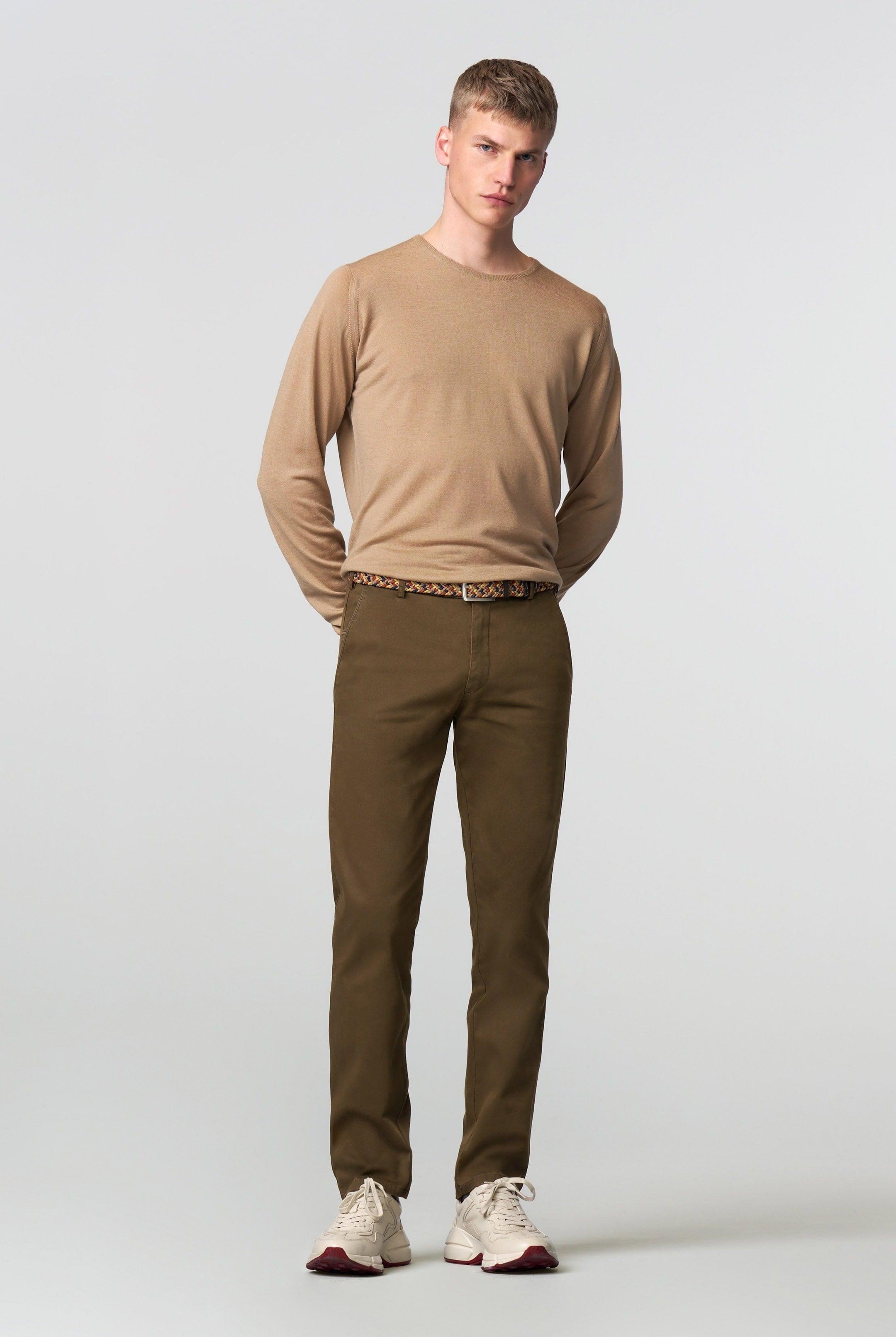 Meyer New York Fine Texture Cotton Stretch Chinos - Rich Beige