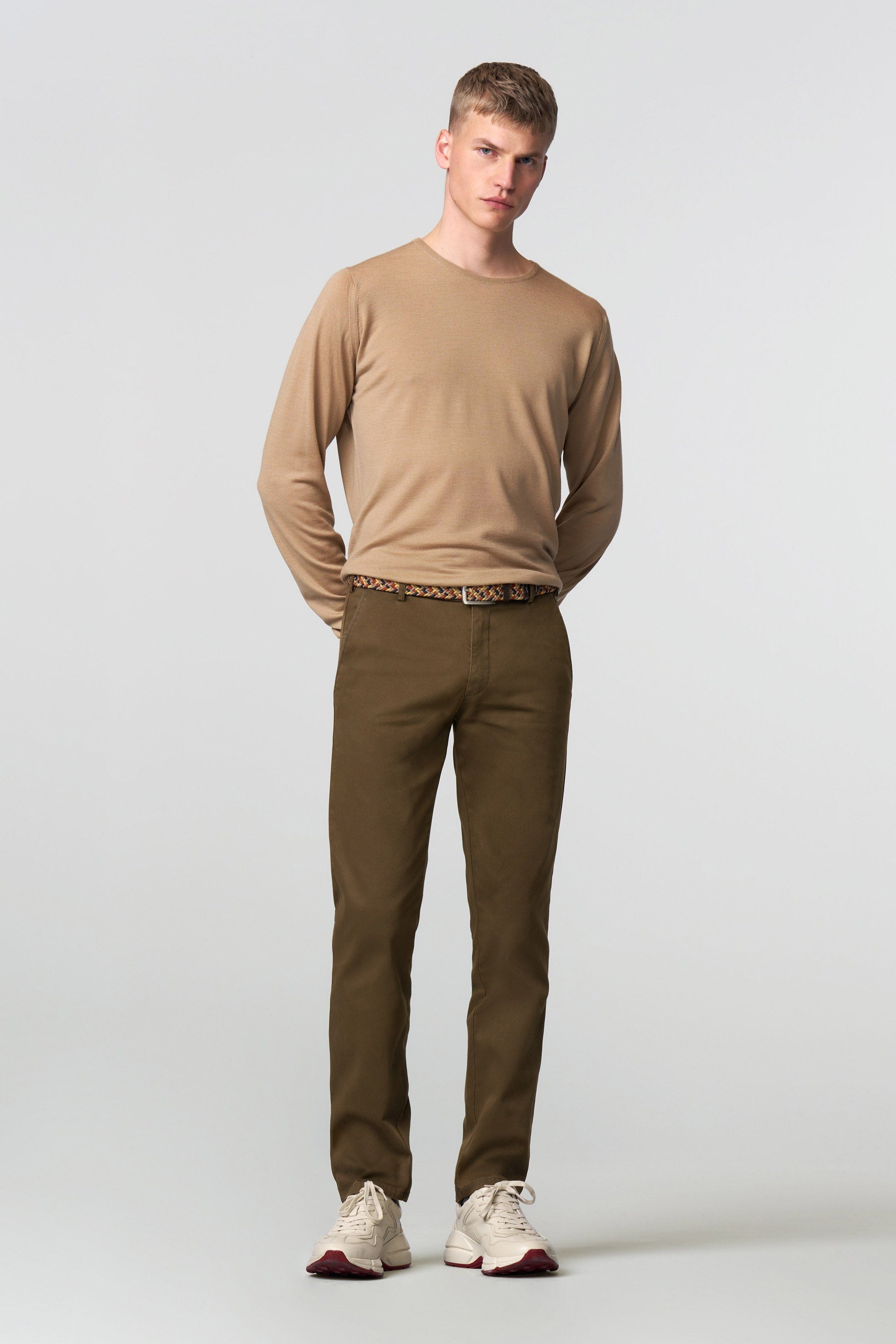 Meyer New York Fine Texture Cotton Stretch Chinos - Rich Beige