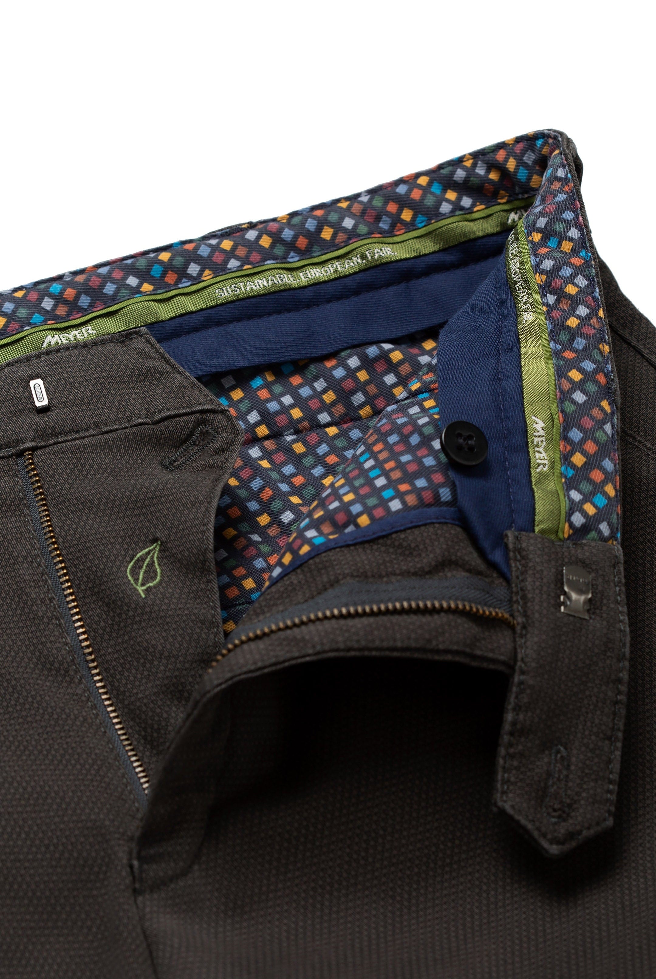 Meyer New York Two Colour Cotton Stretch Chinos - Charcoal