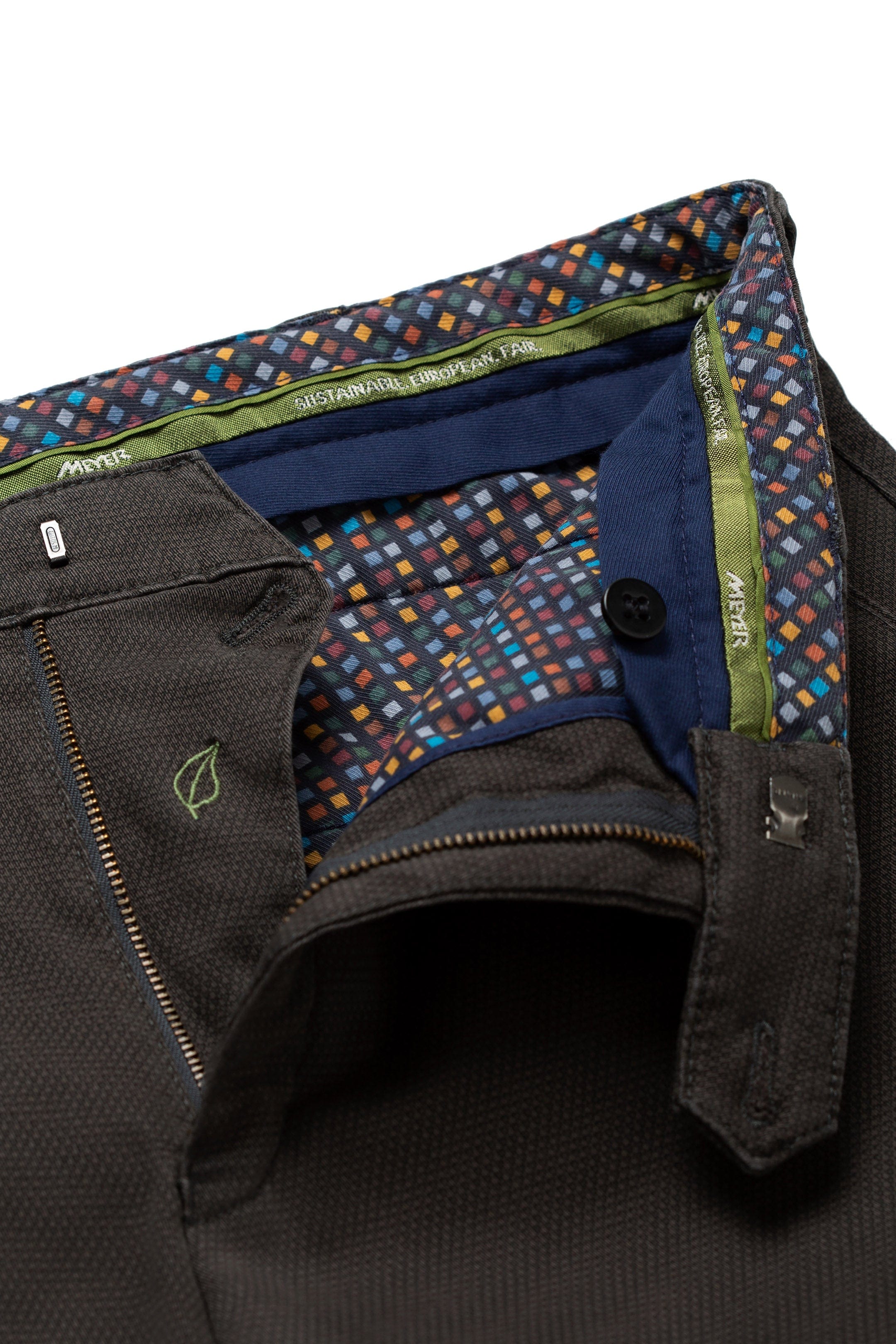 Meyer New York Two Colour Cotton Stretch Chinos - Charcoal