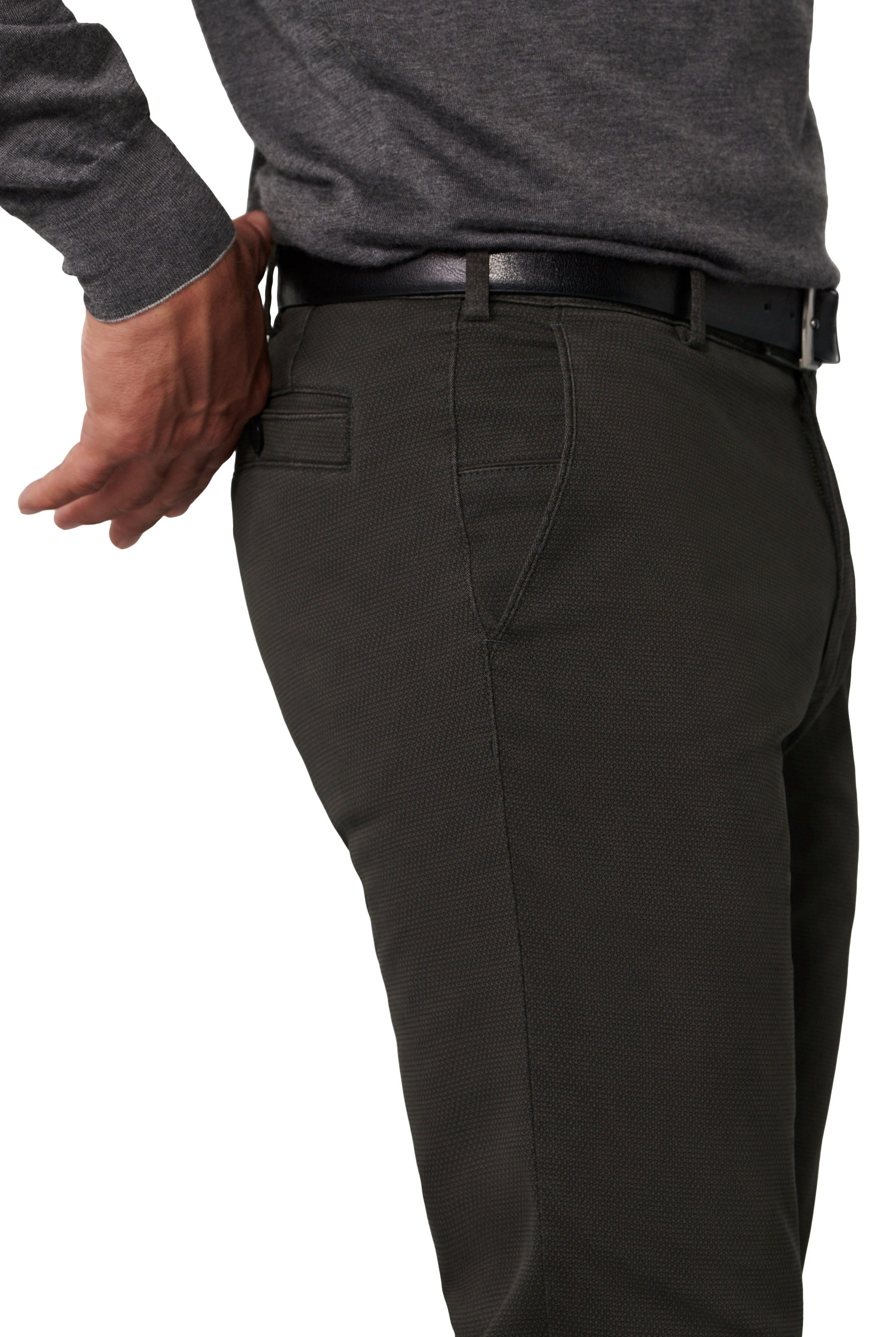 Meyer New York Two Colour Cotton Stretch Chinos - Charcoal