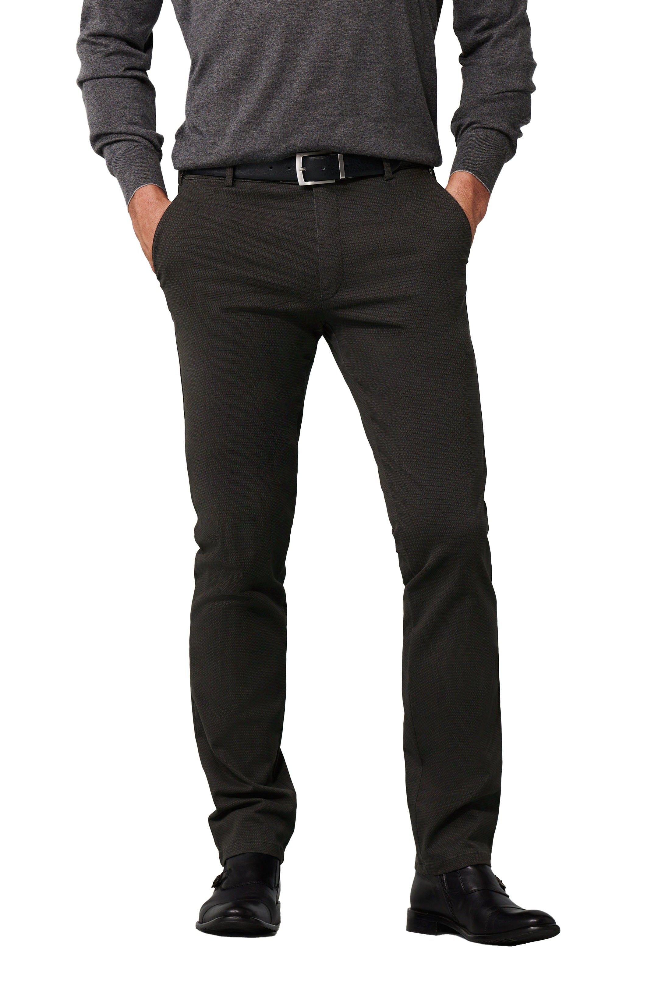 Meyer New York Two Colour Cotton Stretch Chinos - Charcoal